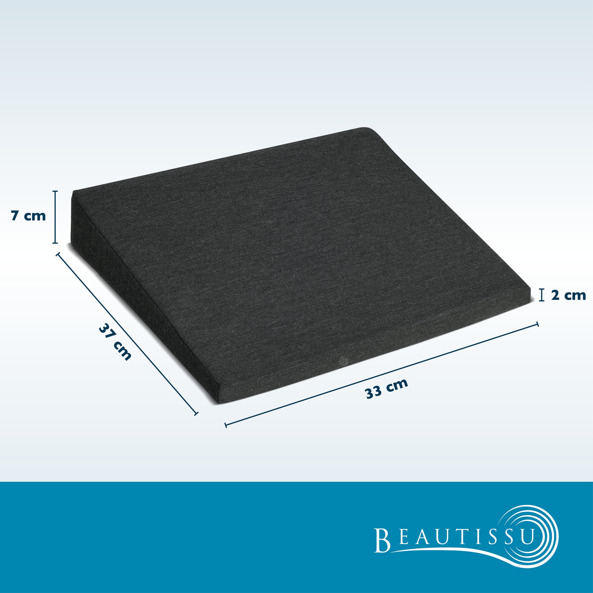 Beautissu Ergonomisches Sitzkissen mit Anti-Rutsch-Bezug 37×33,5×7 cm