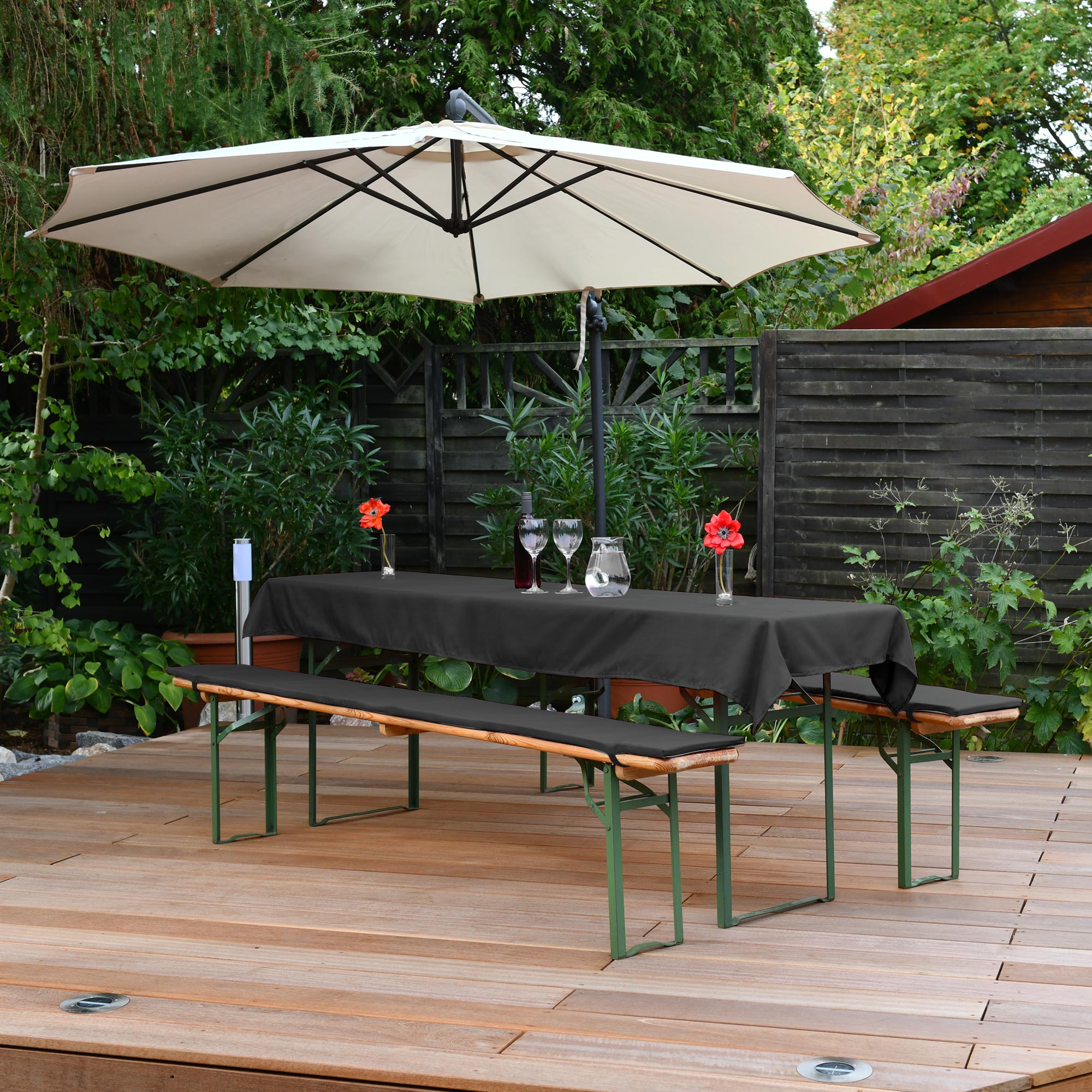 Beautissu 3tlg Hussen für Bierzeltgarnitur – Bierbankauflage Comfort X