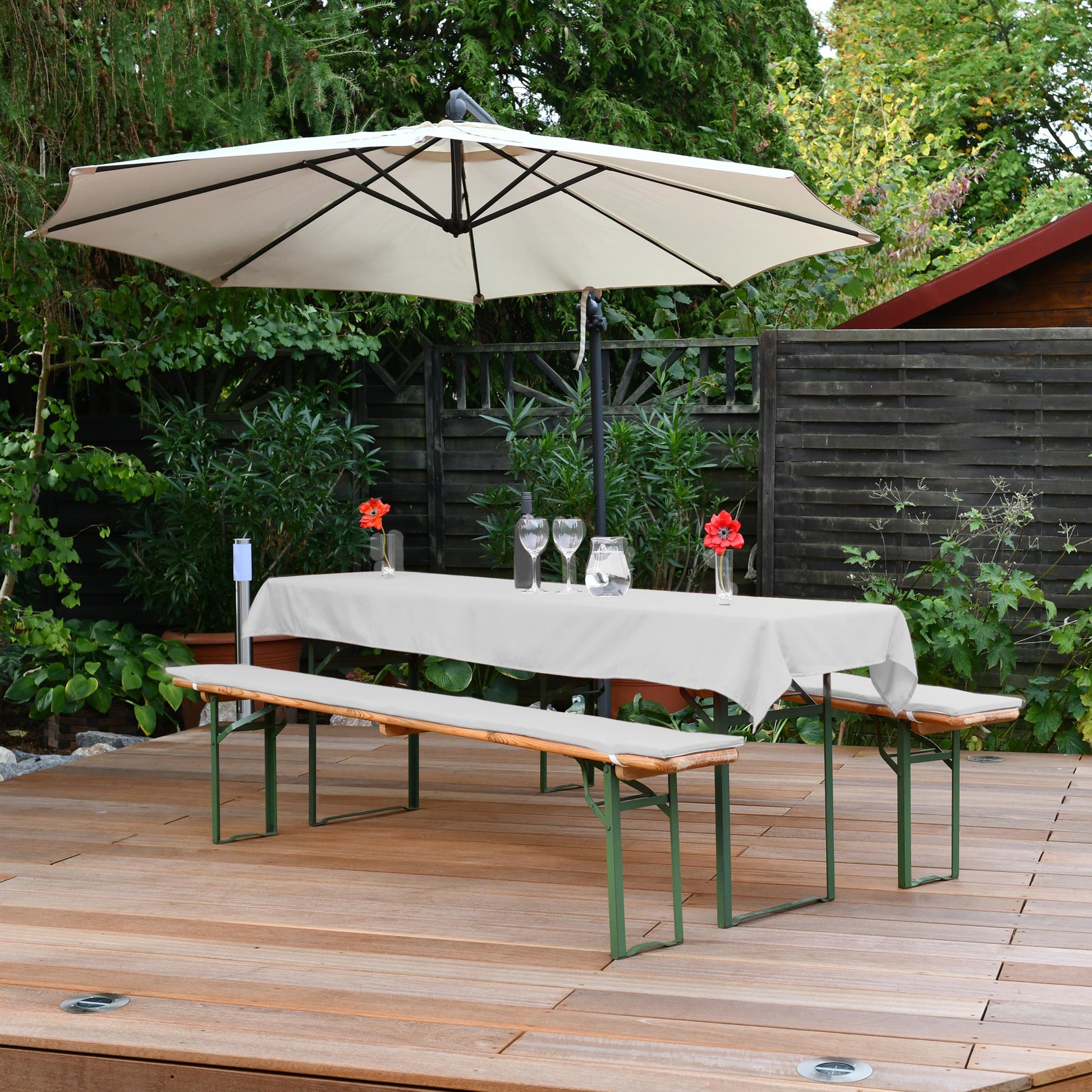 Beautissu 3tlg Hussen für Bierzeltgarnitur – Bierbankauflage Comfort X