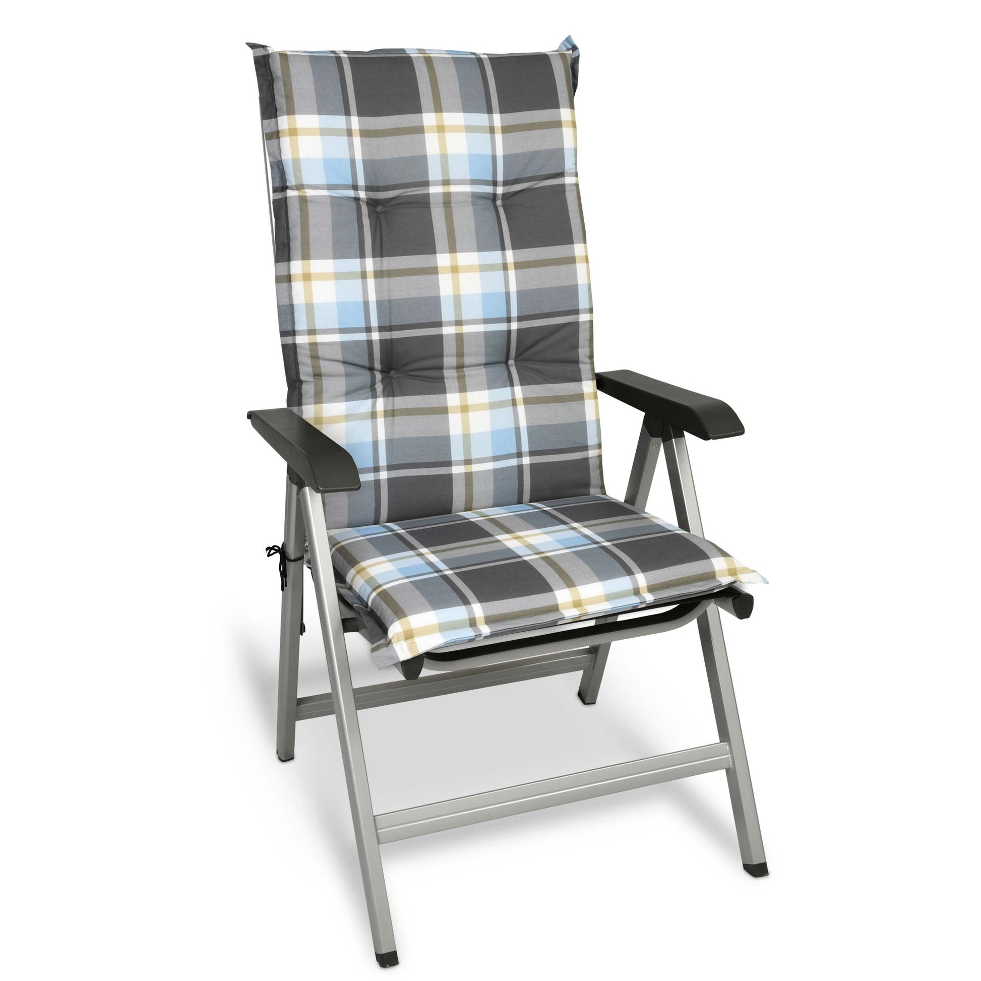 Beautissu Hochlehner Stuhlauflage 120x50x6 cm  – Gartenstuhl Sitzkisse