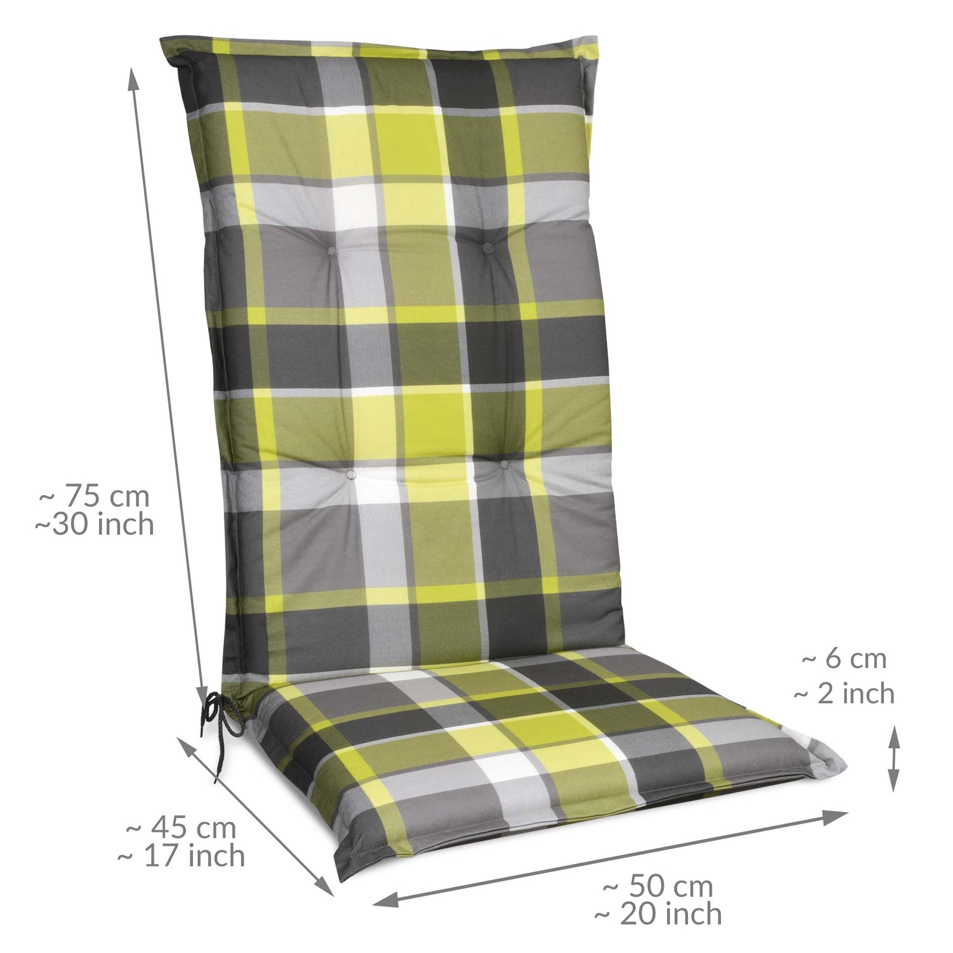Beautissu Hochlehner Stuhlauflage 120x50x6 cm  – Gartenstuhl Sitzkisse