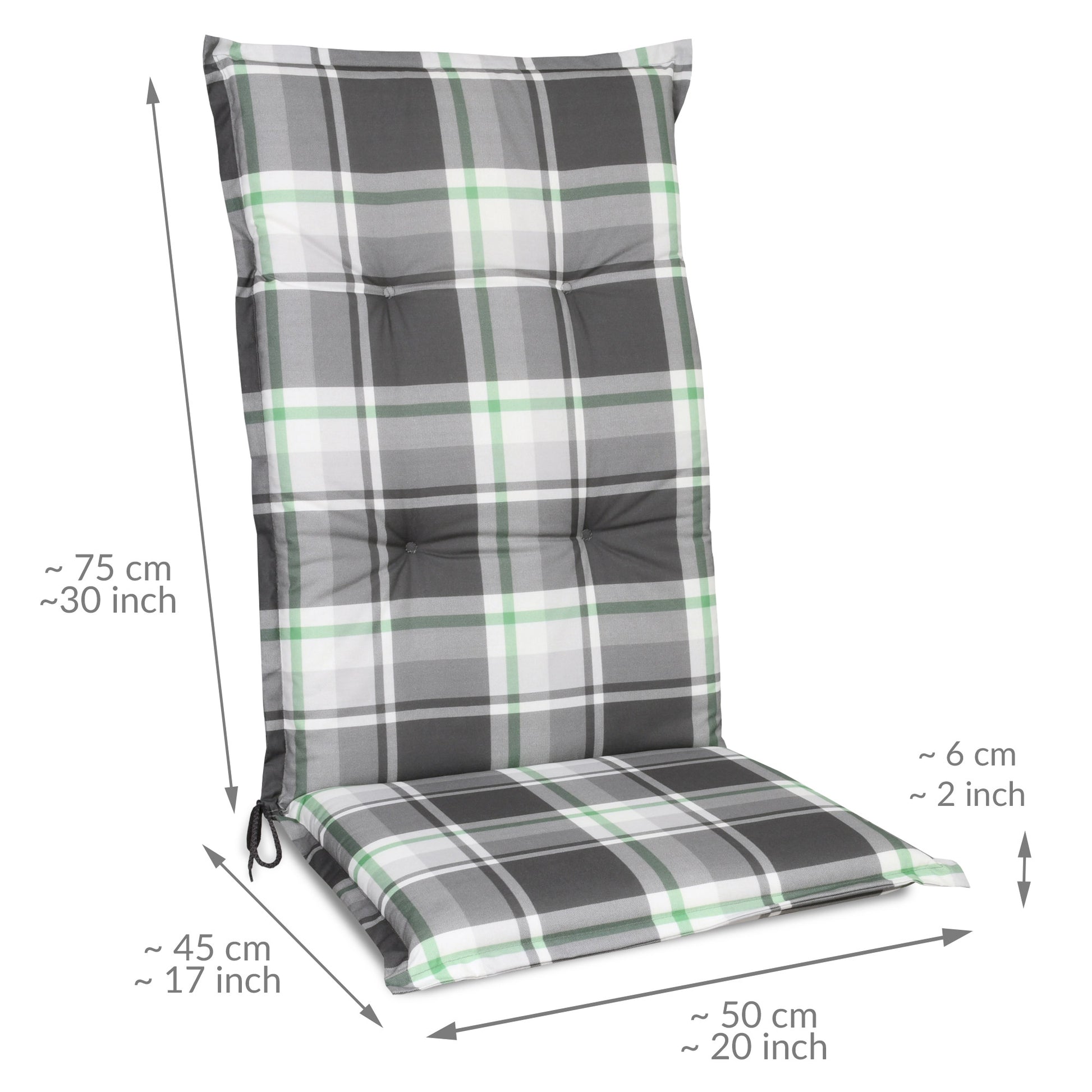 Beautissu Hochlehner Stuhlauflage 120x50x6 cm  – Gartenstuhl Sitzkisse
