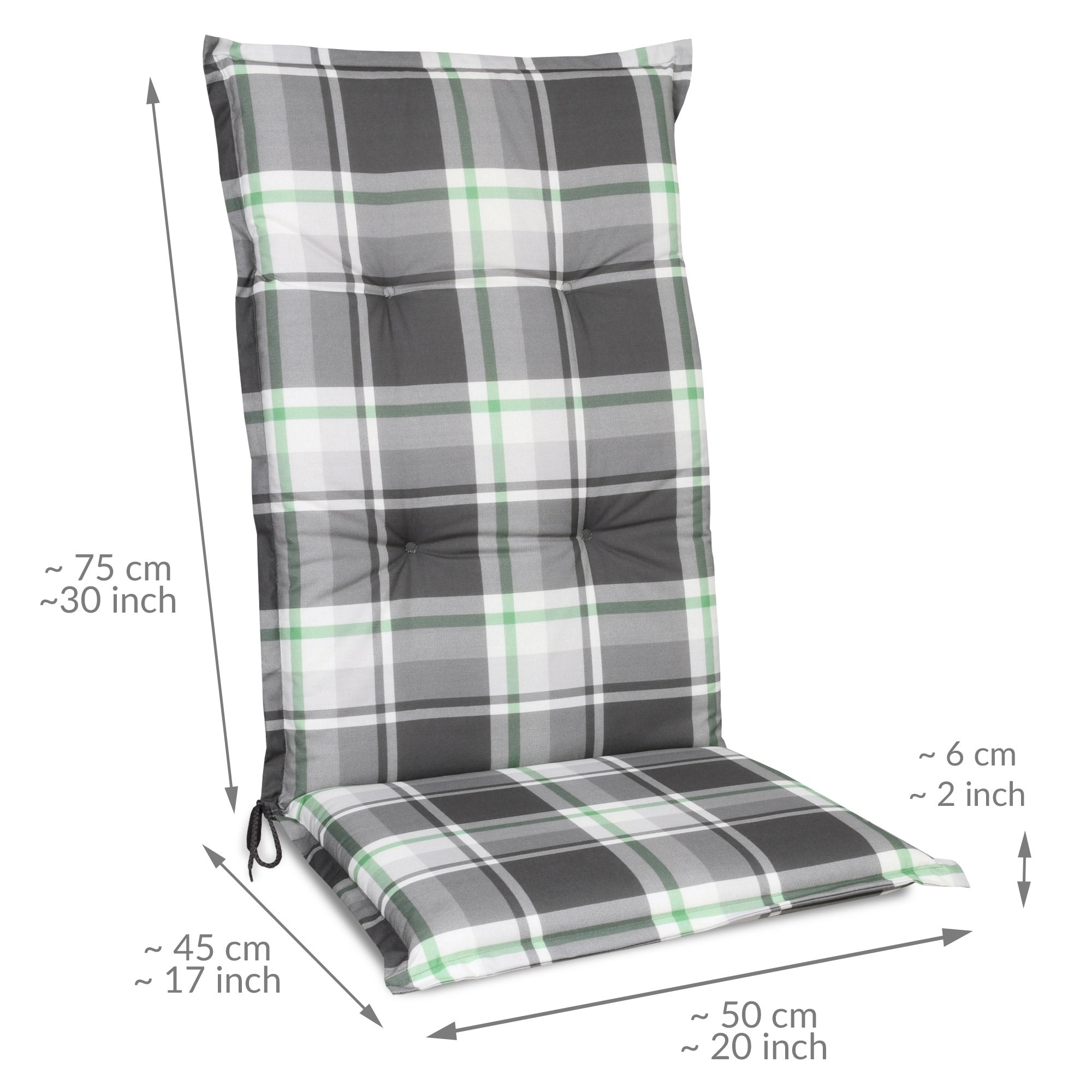 Beautissu Hochlehner Stuhlauflage 120x50x6 cm  – Gartenstuhl Sitzkisse