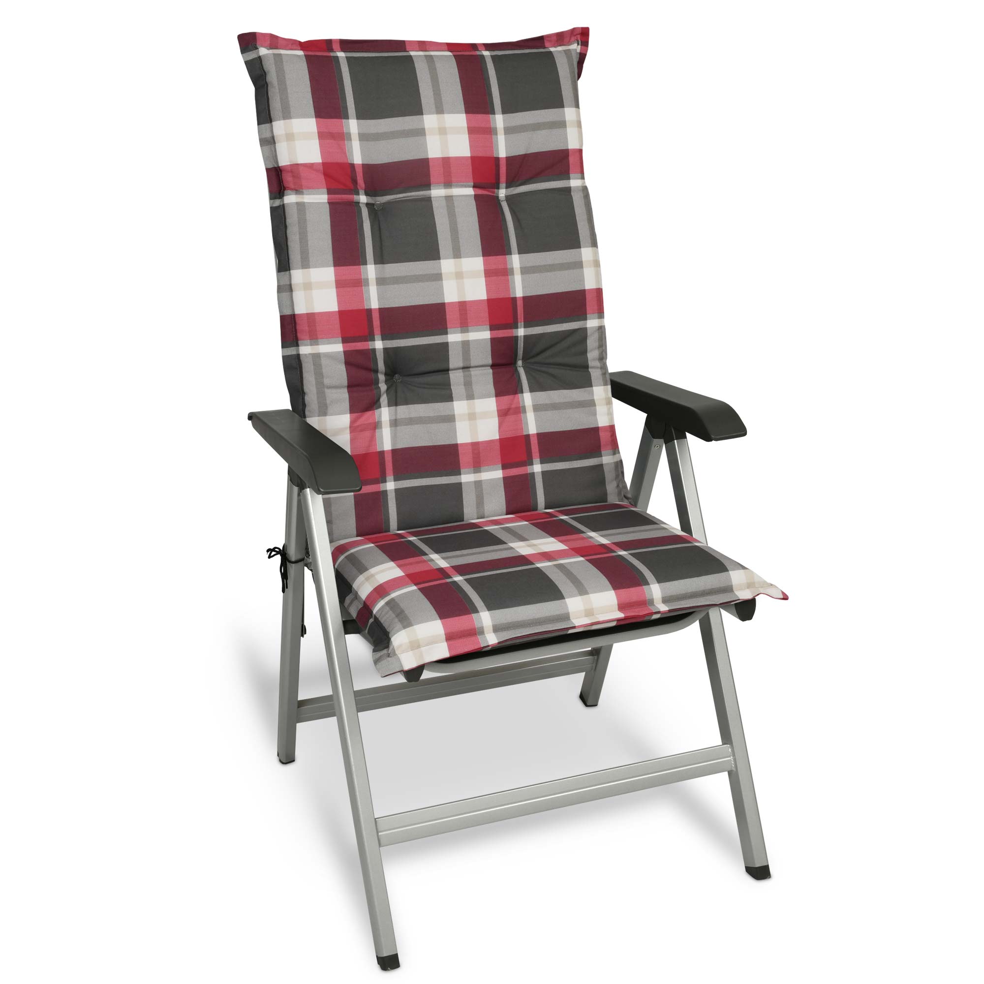 Beautissu Hochlehner Stuhlauflage 120x50x6 cm  – Gartenstuhl Sitzkisse