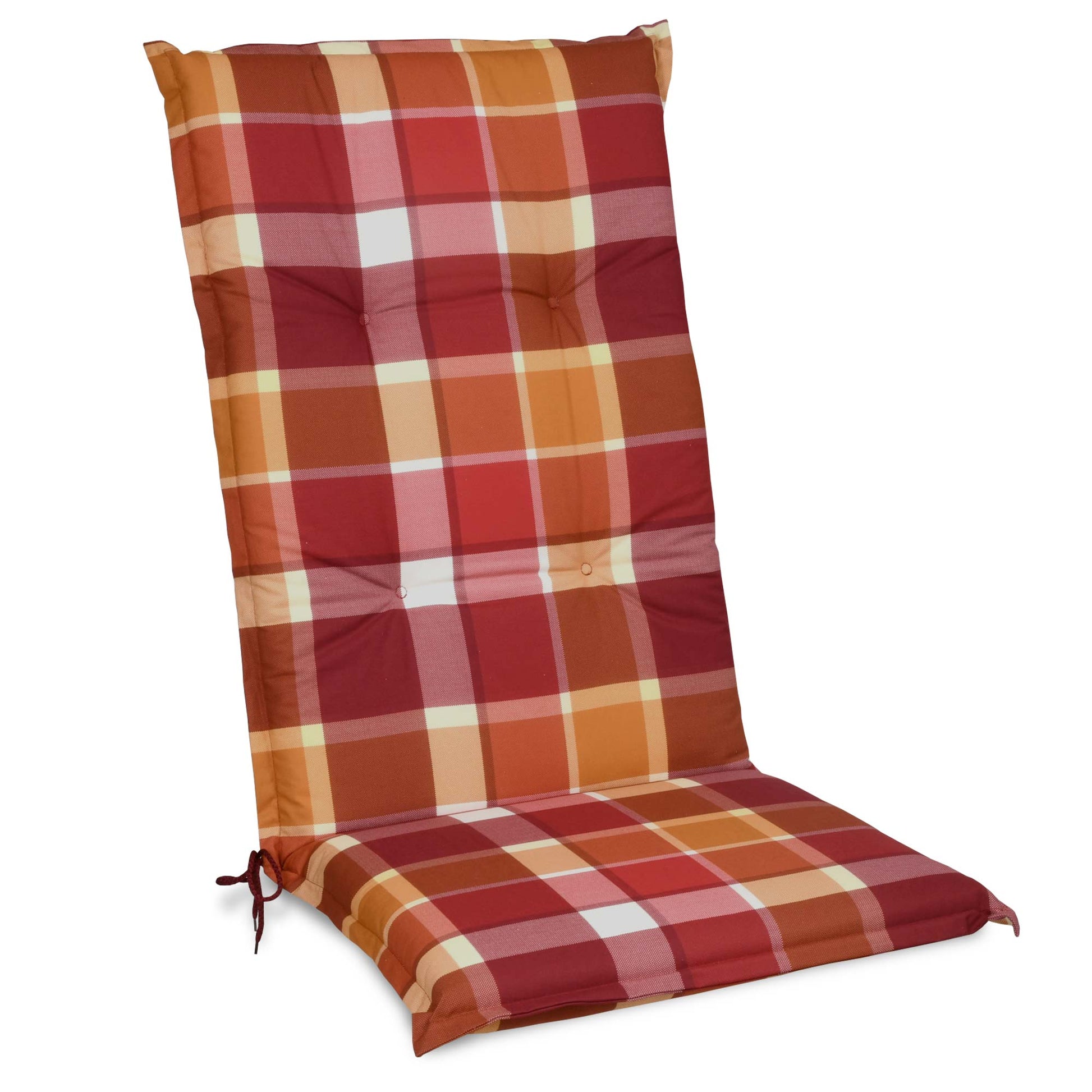 Beautissu Hochlehner Stuhlauflage 120x50x6 cm  – Gartenstuhl Sitzkisse