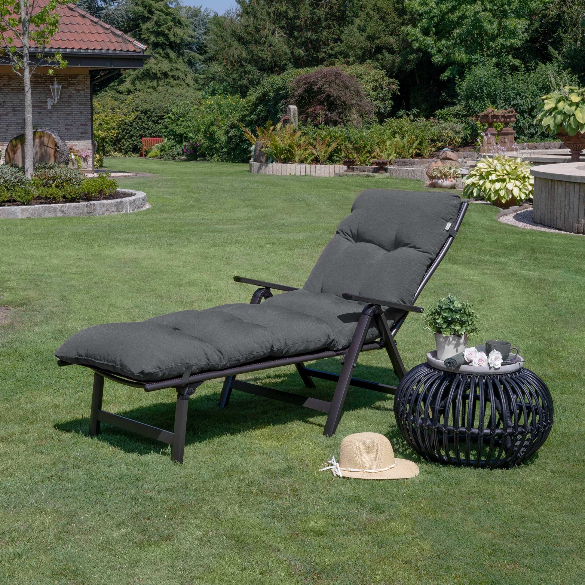 Beautissu Liegestuhl Polster Outdoor 190x60x8 cm – Rollliegenauflage F