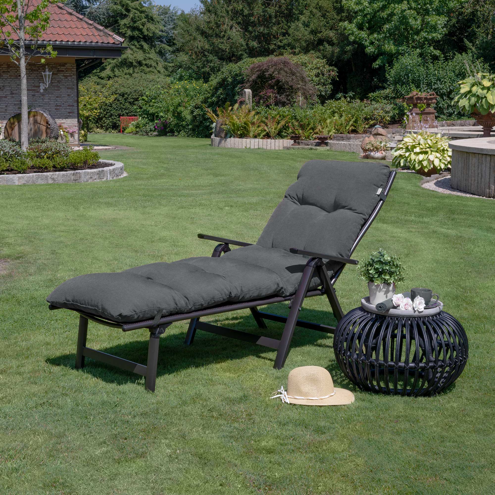 Beautissu Liegestuhl Polster Outdoor 190x60x8 cm – Rollliegenauflage F