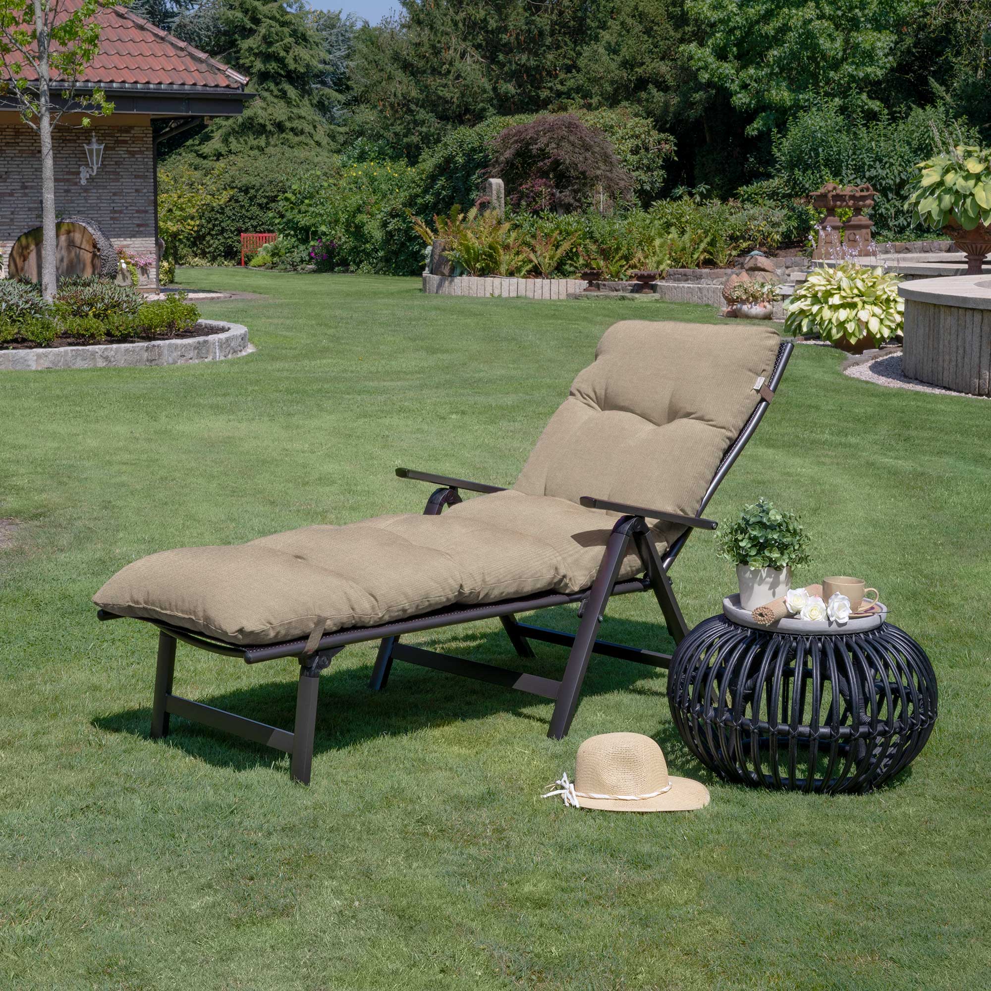 Beautissu Liegestuhl Polster Outdoor 190x60x8 cm – Rollliegenauflage F