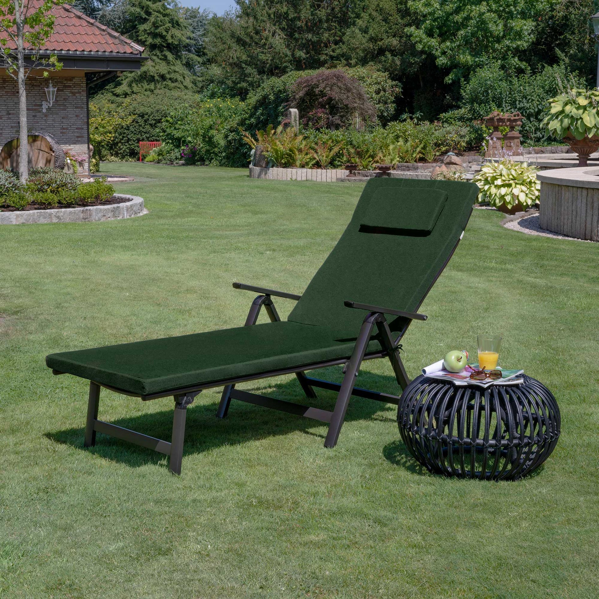 Beautissu Gartenliegenauflage 200x60x5 cm mit UV-beständigem Polyesterbezug und abnehmbarem, waschbarem Bezug für hohen Liegekomfort im Außenbereich