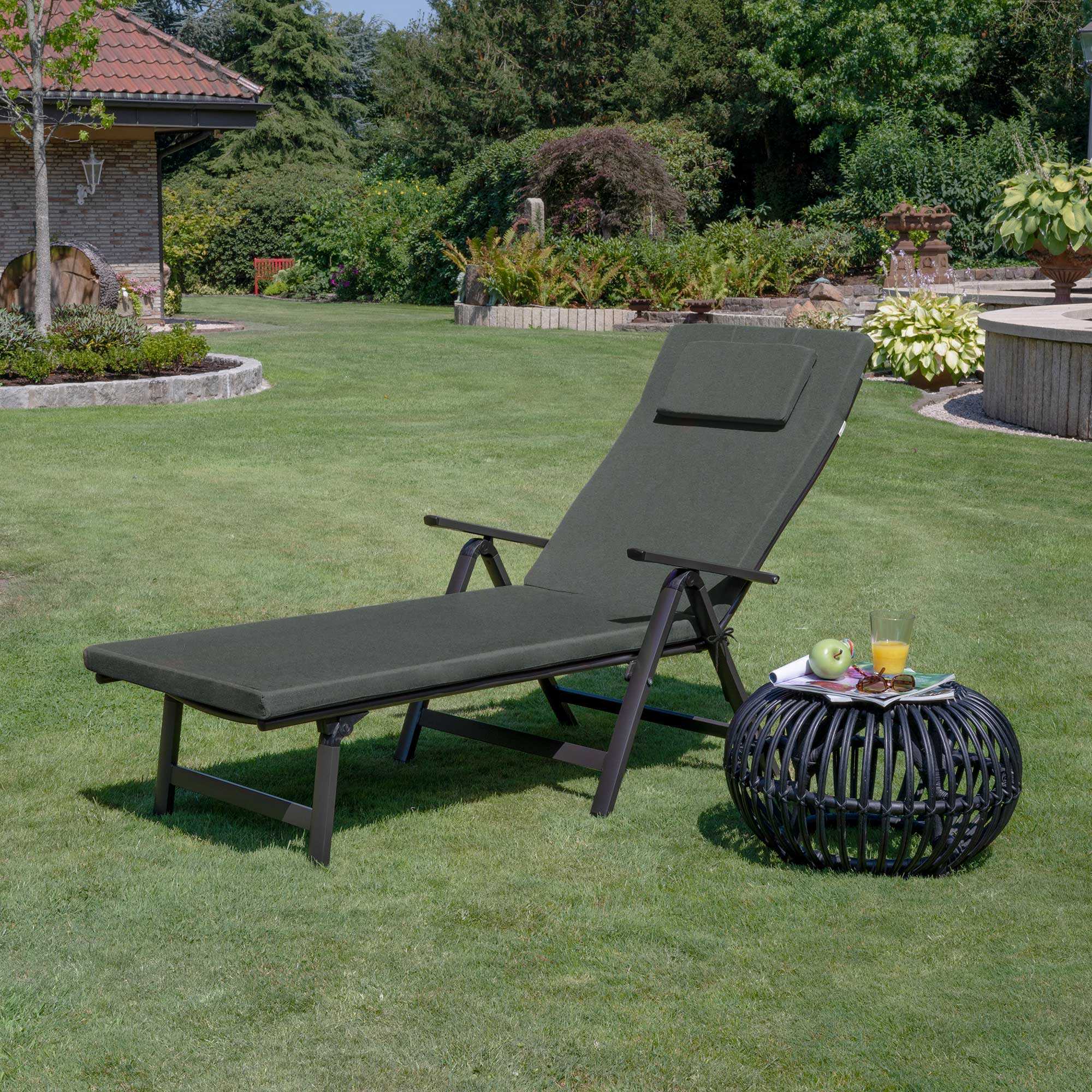 Beautissu Gartenliegenauflage mit 5 cm Polsterung, UV-beständig und waschbarer Bezug für Outdoor-Rollliegen