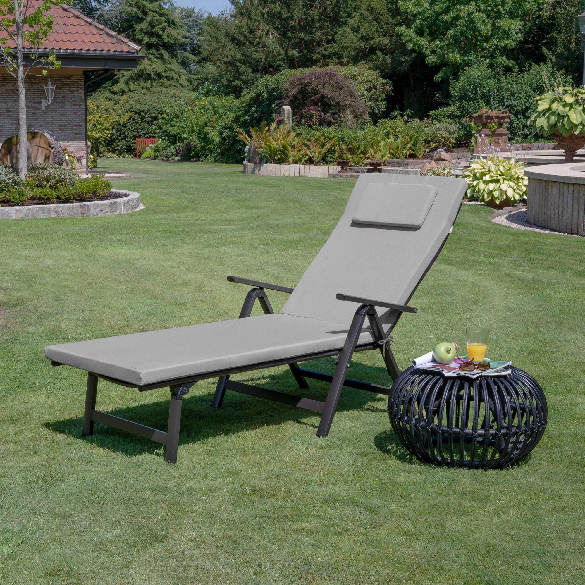 Beautissu Gartenliegenauflage Loft RL 200x60x5 cm UV-beständig mit abnehmbarem Bezug für Outdoor-Liegen