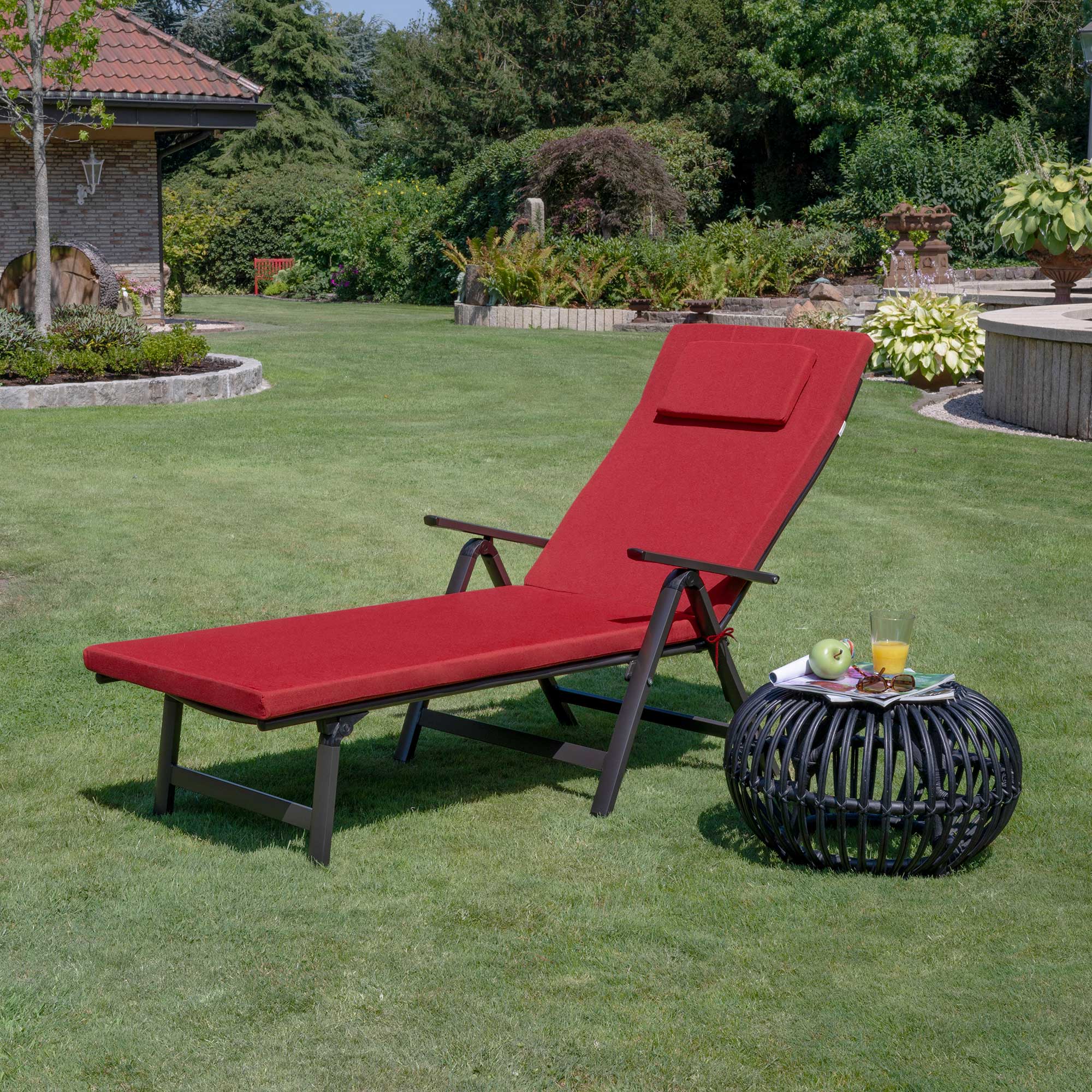 Beautissu Gartenliegenauflage Loft RL 200x60x5 cm UV-beständig mit abnehmbarem, waschbarem Polyesterbezug und weichem Polyurethan-Schaumkern für Outdoor-Sonnenliegen