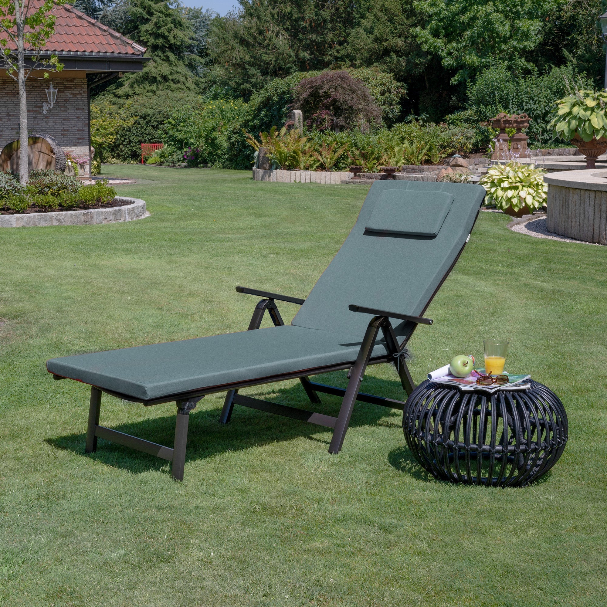 Beautissu Gartenliegenauflage Loft RL mit UV-beständigem Polyesterbezug und weichem Polyurethan-Schaumkern, 200x60x5 cm, waschbar und langlebig