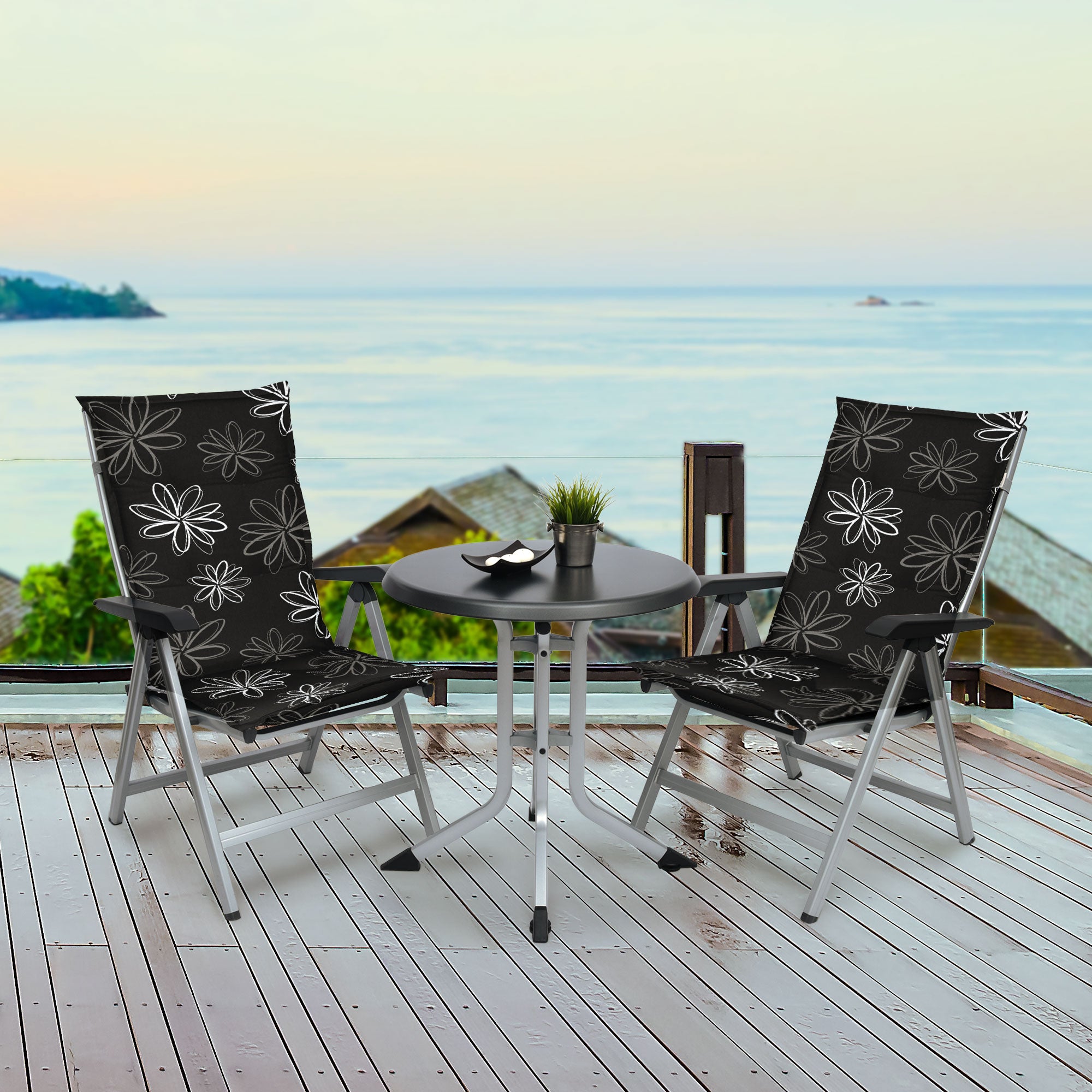 Beautissu Hochlehner Stuhlauflage 120x50x6 cm  – Gartenstuhl Sitzkisse