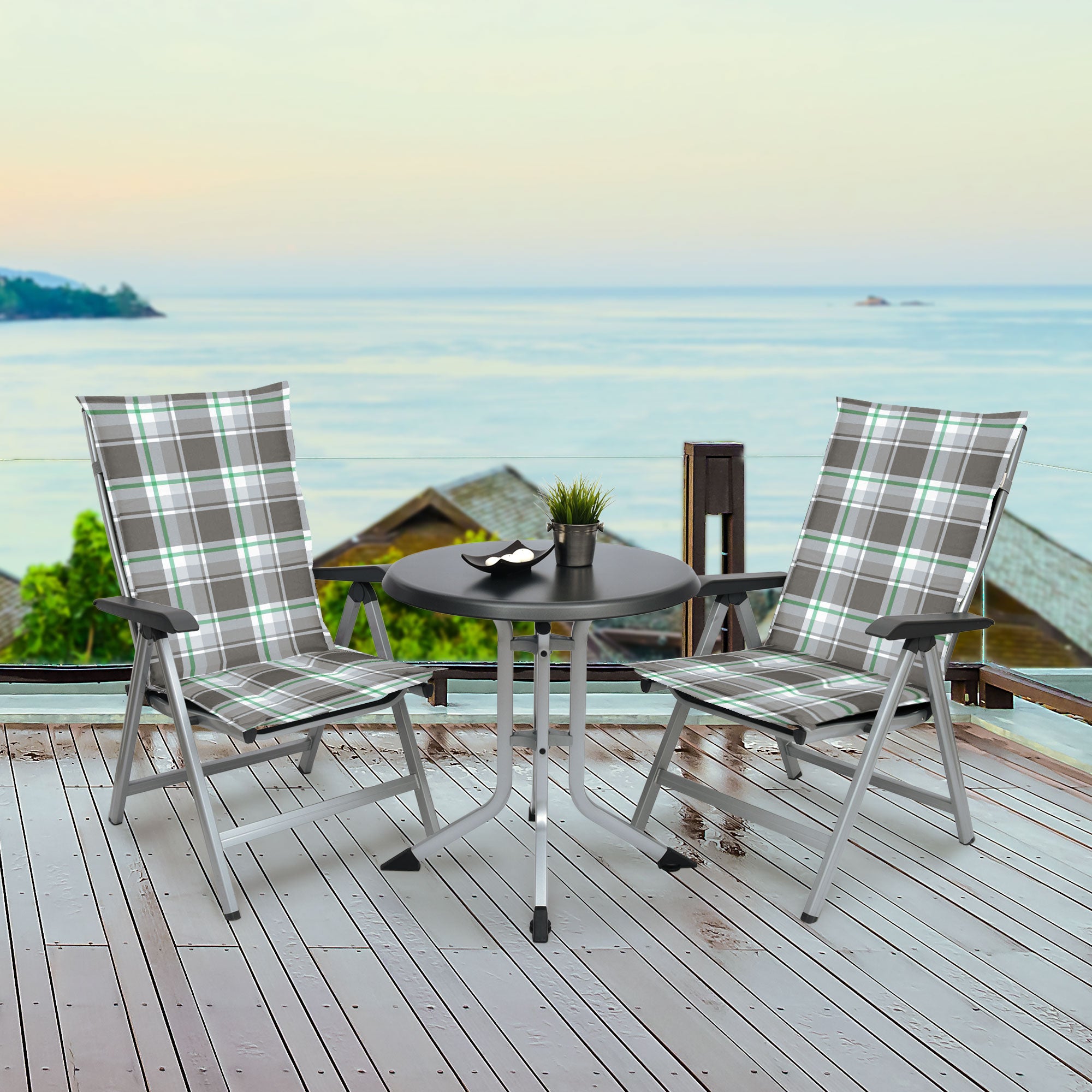 Beautissu Hochlehner Stuhlauflage 120x50x6 cm  – Gartenstuhl Sitzkisse