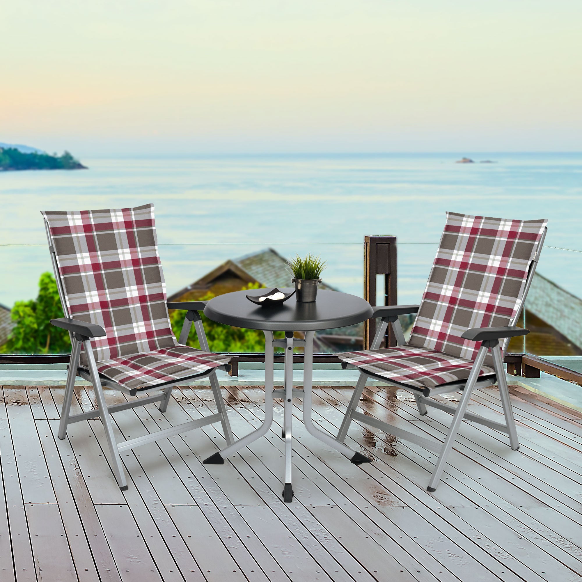 Beautissu Hochlehner Stuhlauflage 120x50x6 cm  – Gartenstuhl Sitzkisse