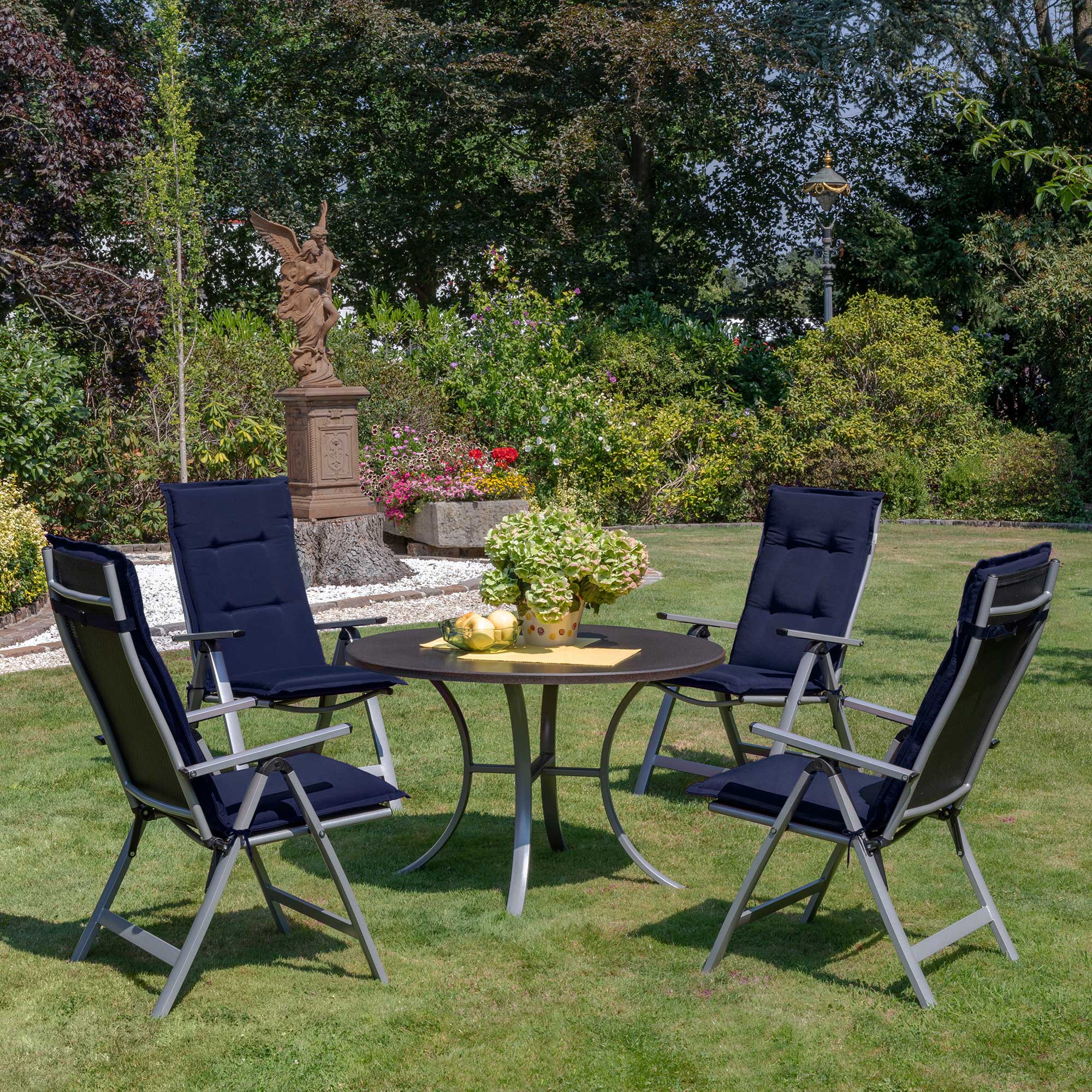 Beautissu Hochlehner Stuhlauflage 120x50x6 cm  – Gartenstuhl Sitzkisse