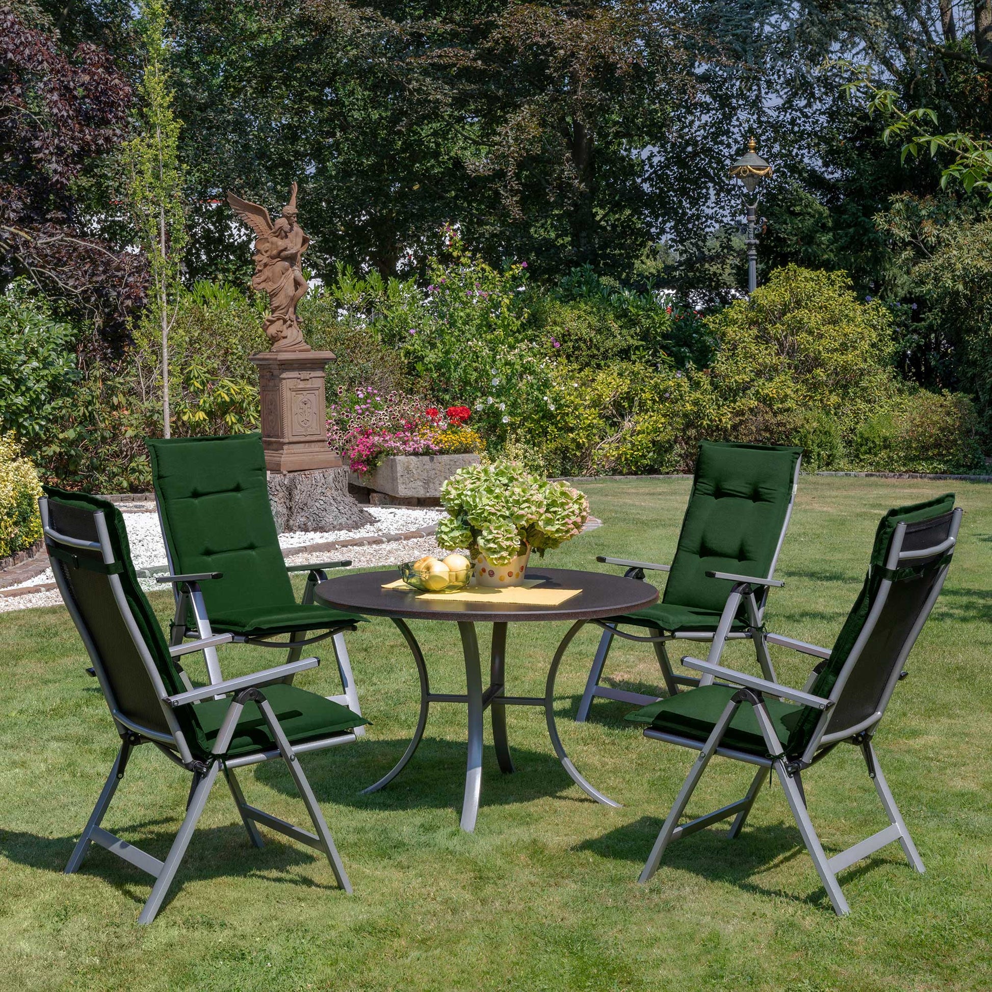 Beautissu Hochlehner Stuhlauflage 120x50x6 cm  – Gartenstuhl Sitzkisse