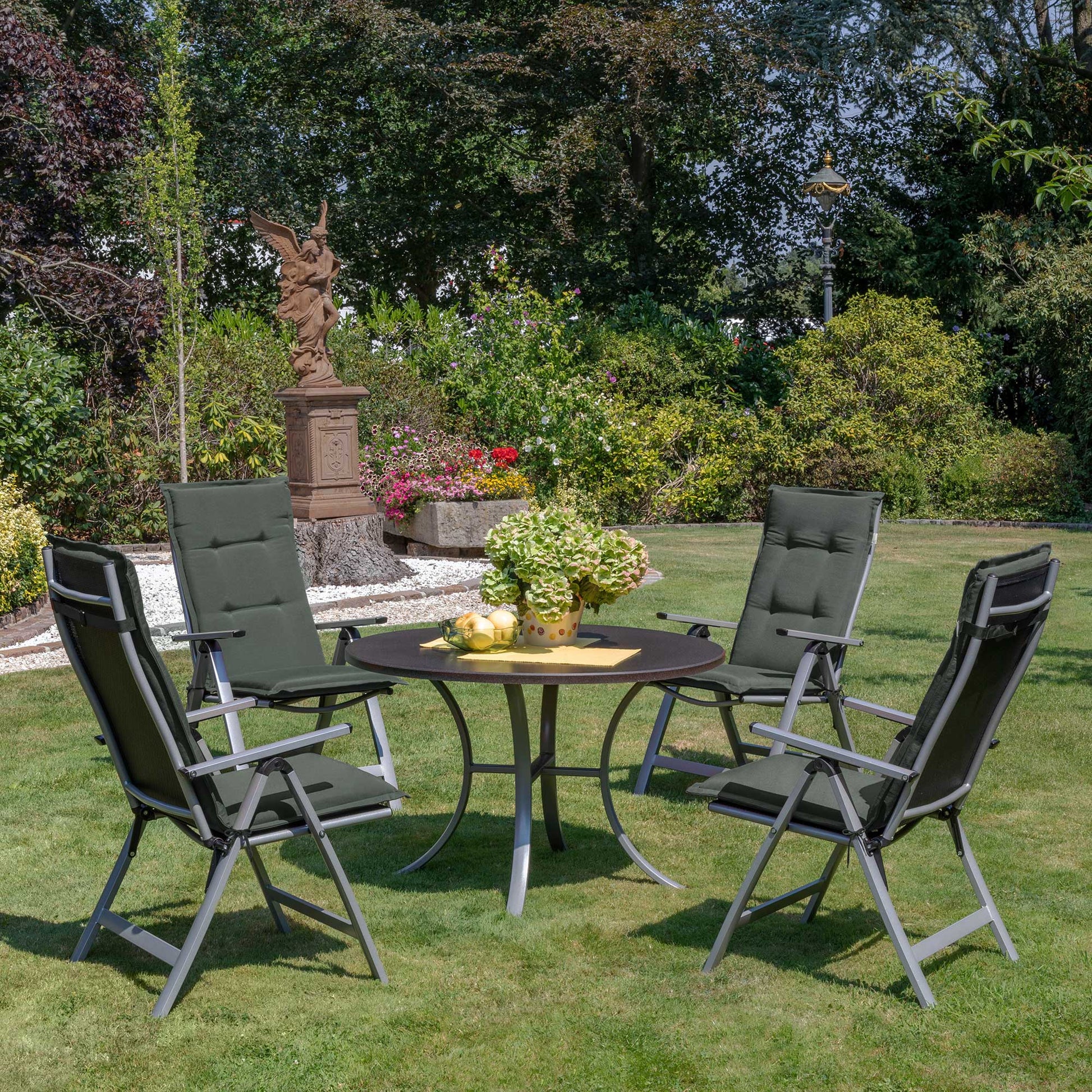 Beautissu Hochlehner Stuhlauflage 120x50x6 cm  – Gartenstuhl Sitzkisse