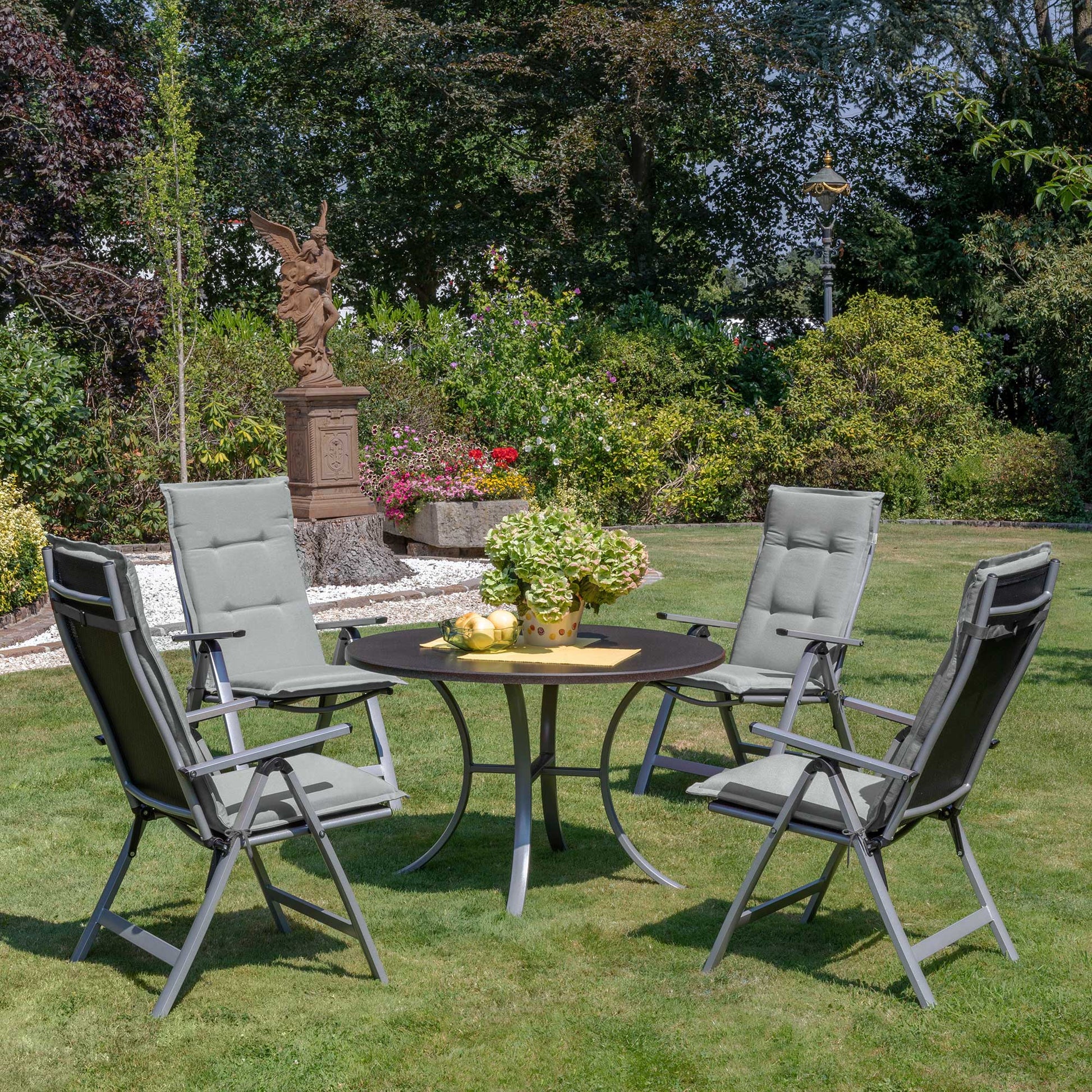 Beautissu Hochlehner Stuhlauflage 120x50x6 cm  – Gartenstuhl Sitzkisse