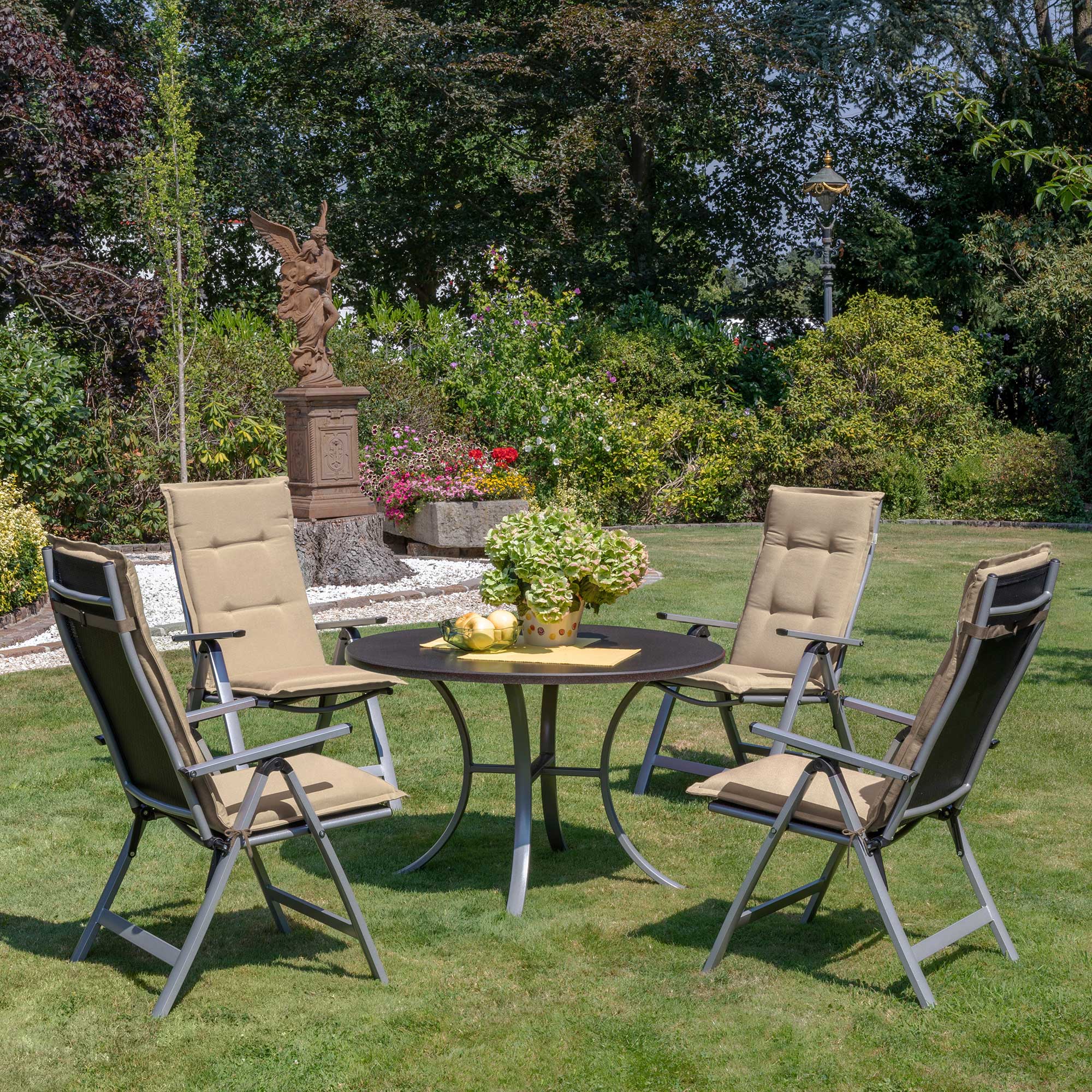 Beautissu Hochlehner Stuhlauflage 120x50x6 cm  – Gartenstuhl Sitzkisse