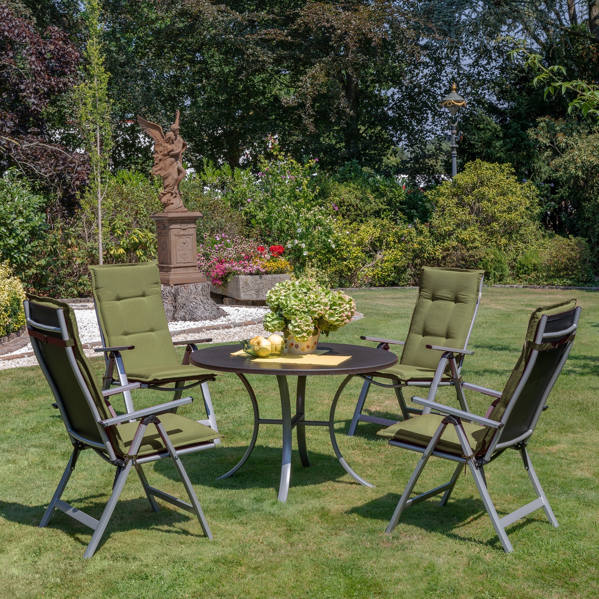 Beautissu Hochlehner Auflage 120x50x6 cm mit weicher Polsterung und UV-beständigem Polyesterbezug für Gartenstühle