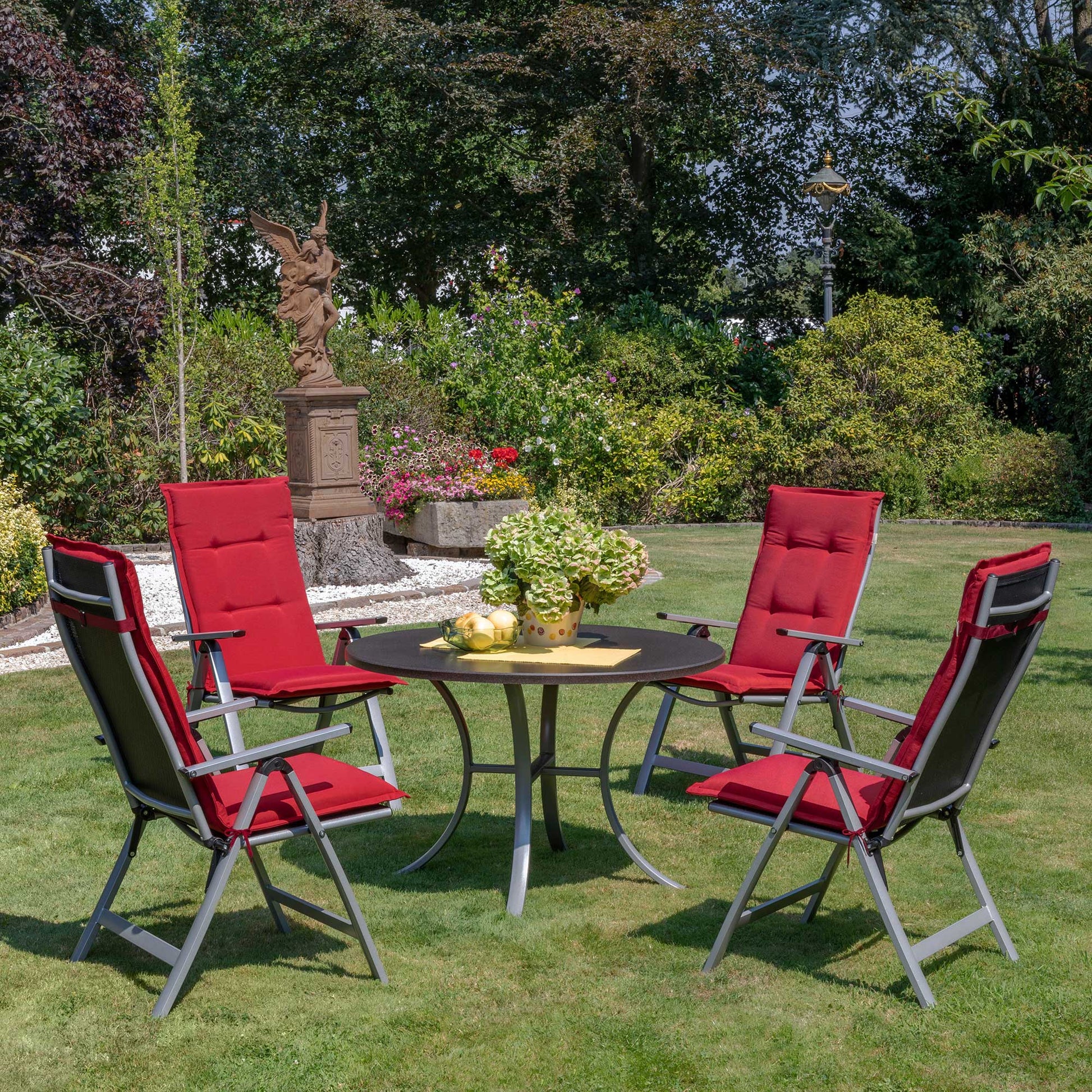 Beautissu Hochlehner Stuhlauflage 120x50x6 cm  – Gartenstuhl Sitzkisse