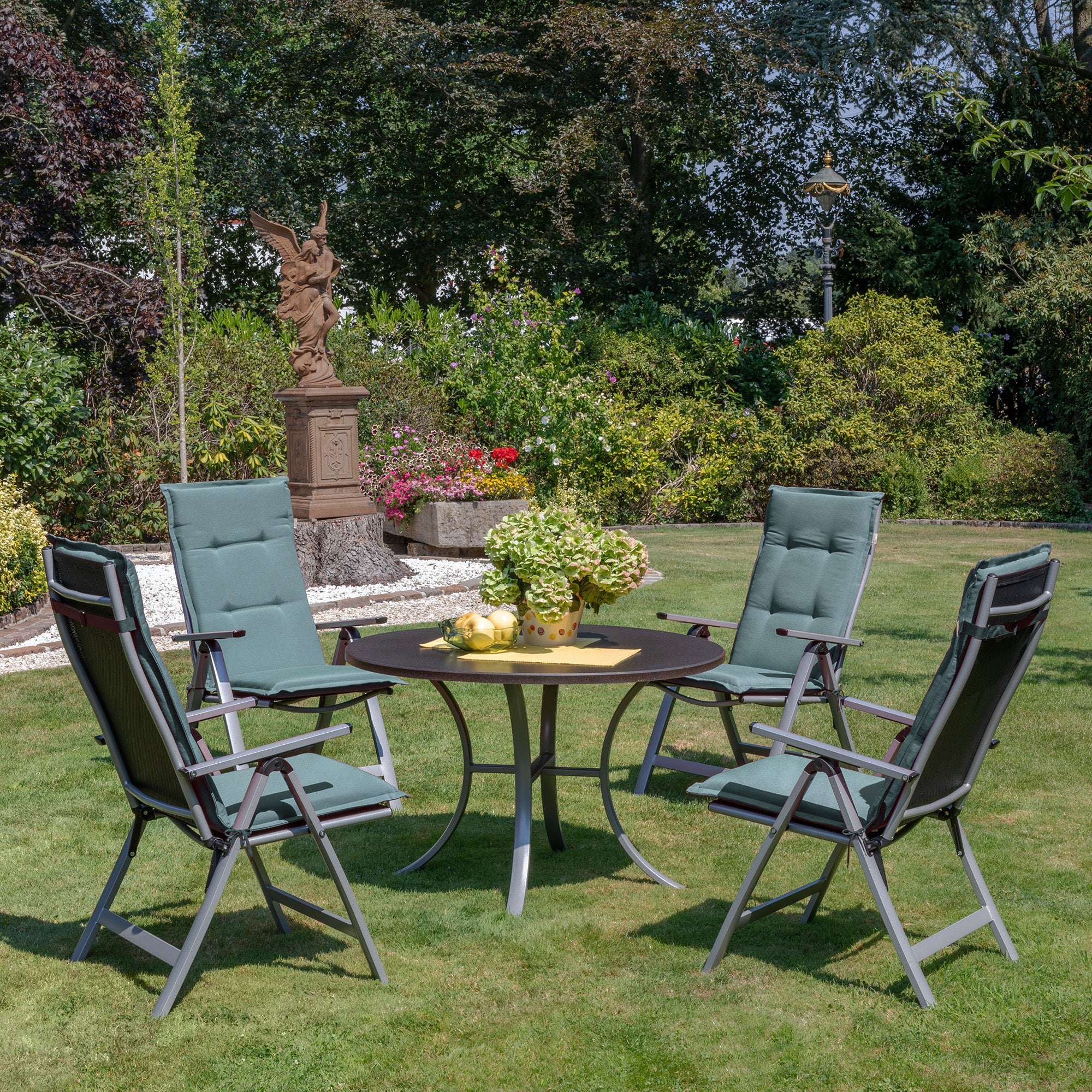 Beautissu Hochlehner Auflage 120x50x6 cm mit weicher Polsterung und UV-beständigem Polyesterbezug für Gartenstühle