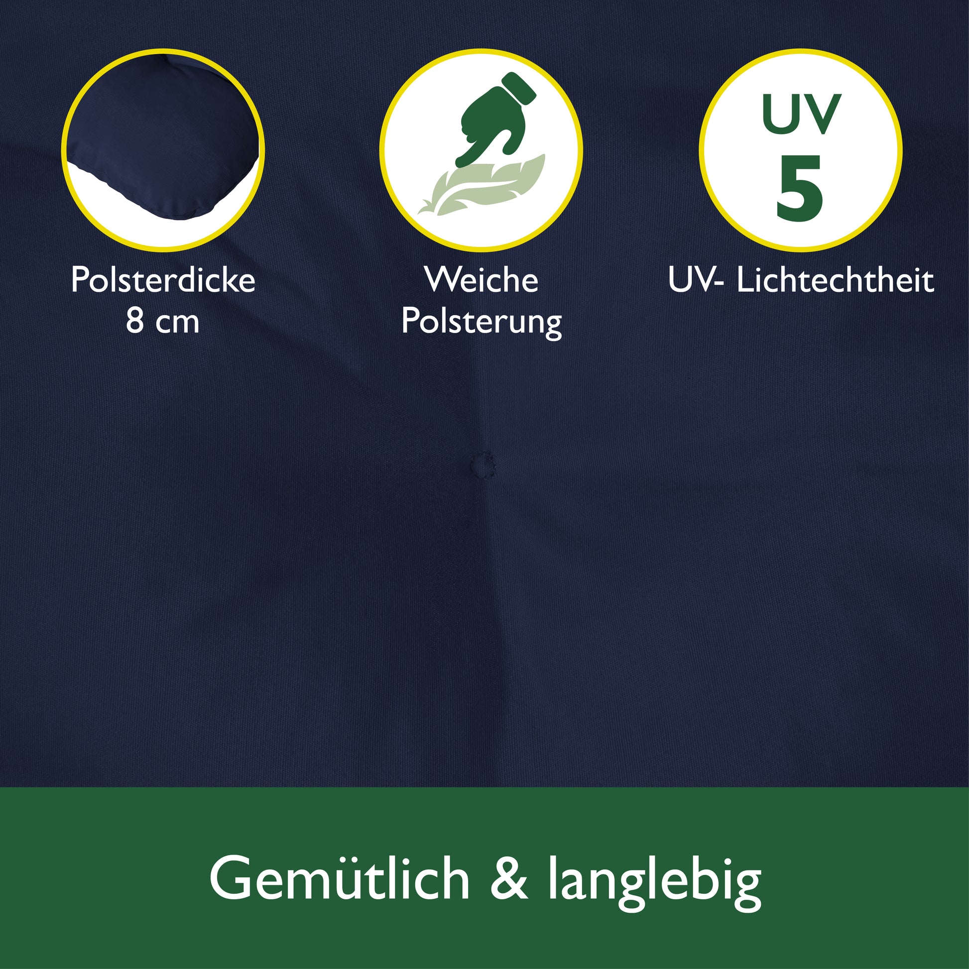 Beautissu Sitzkissen für Hollywoodschaukel mit 2 Seitenkissen 180×50×8