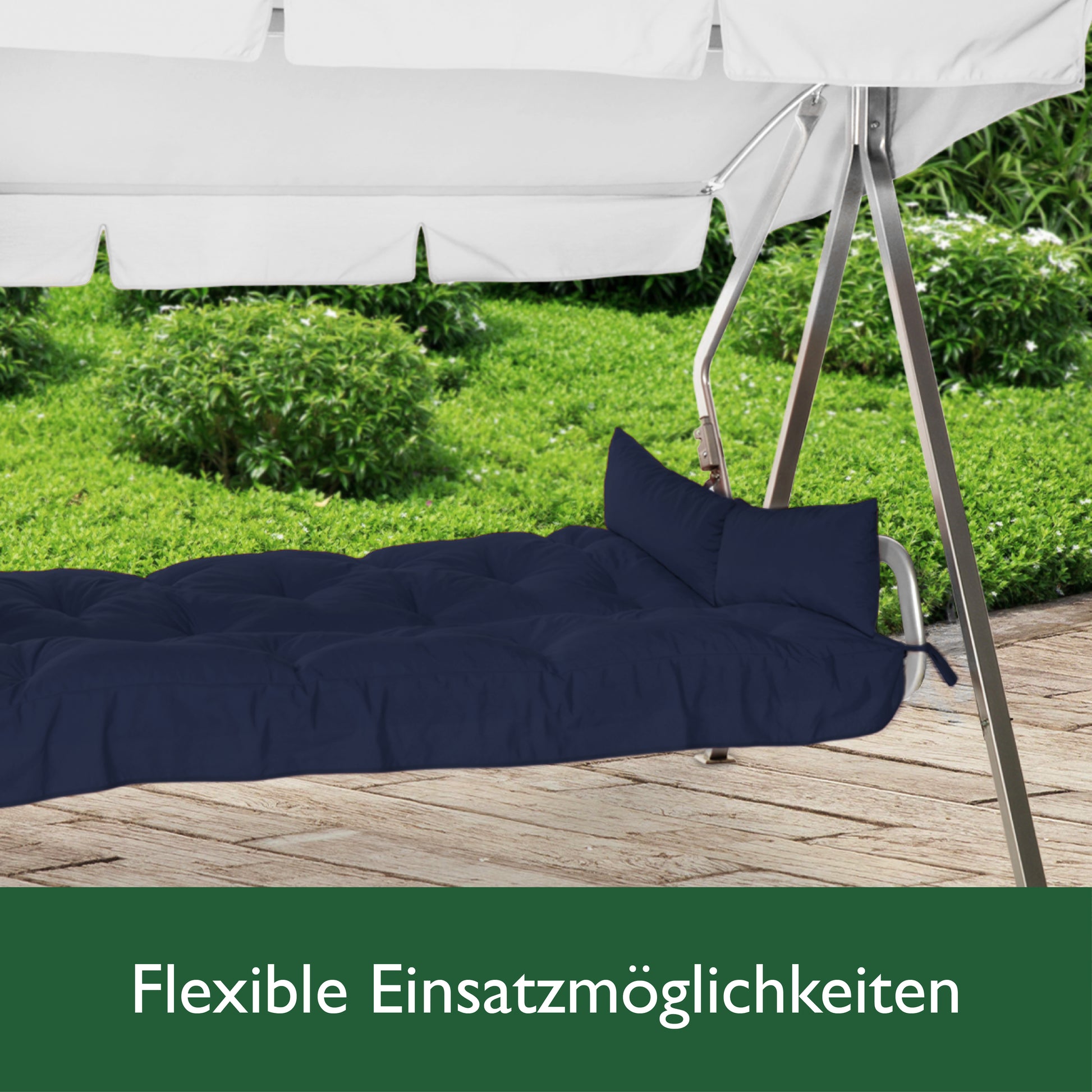 Beautissu Sitzkissen für Hollywoodschaukel mit 2 Seitenkissen 180×50×8