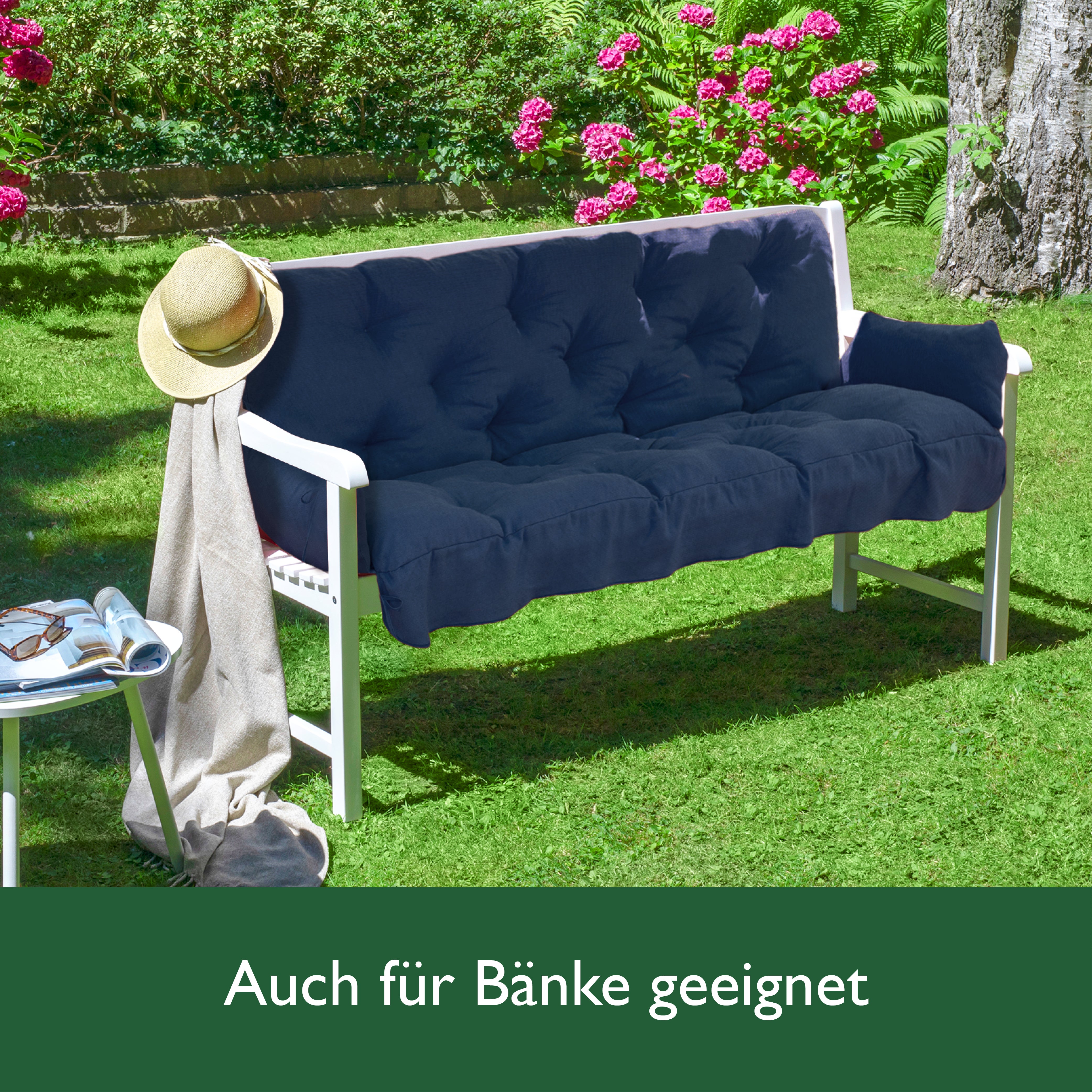 Beautissu Sitzkissen für Hollywoodschaukel mit 2 Seitenkissen 180×50×8