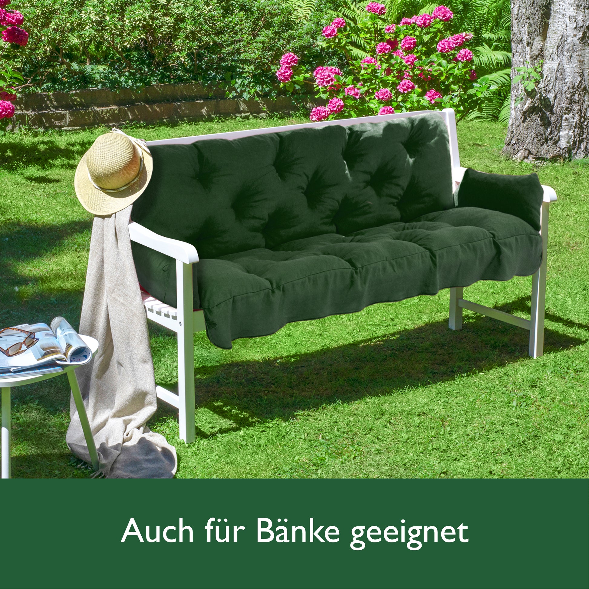 Beautissu Sitzkissen für Hollywoodschaukel mit 2 Seitenkissen 180×50×8