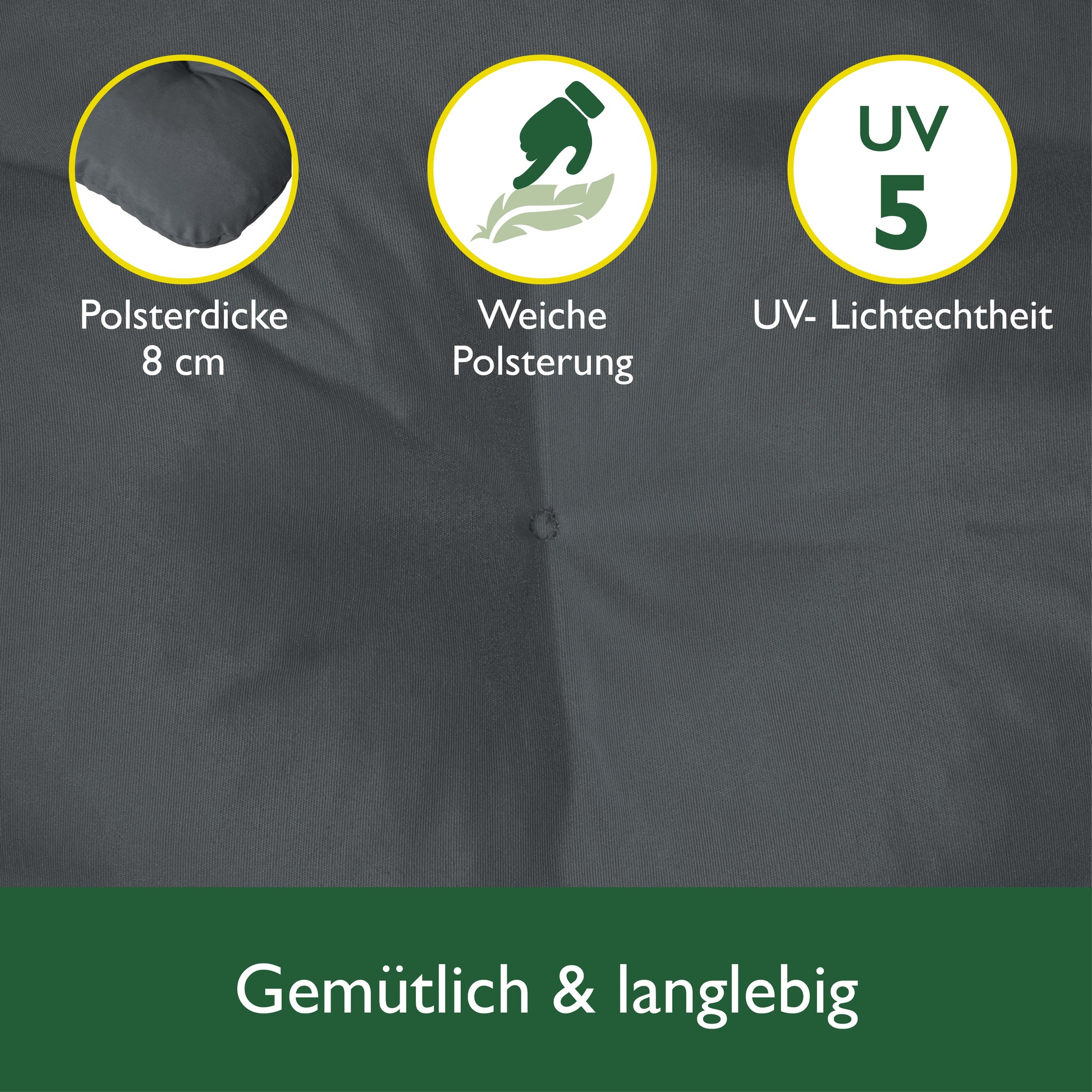 Beautissu Sitzkissen für Hollywoodschaukel mit 2 Seitenkissen 180×50×8