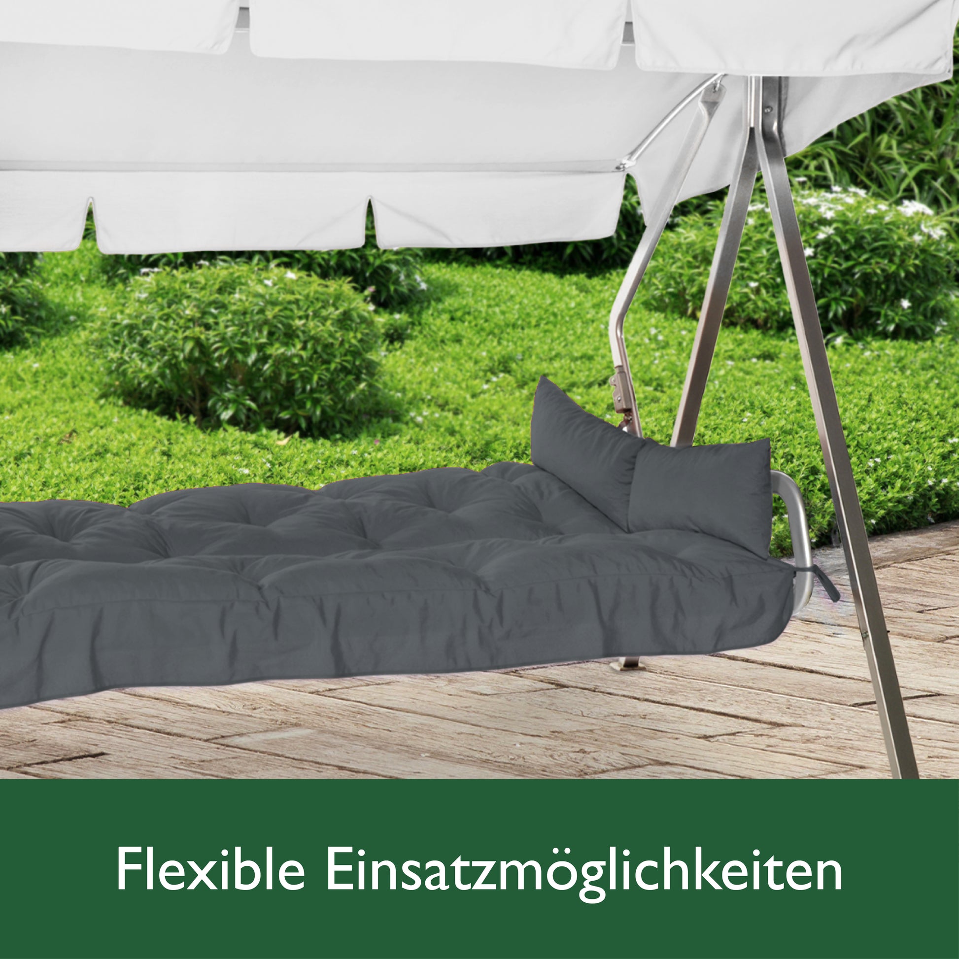Beautissu Sitzkissen für Hollywoodschaukel mit 2 Seitenkissen 180×50×8