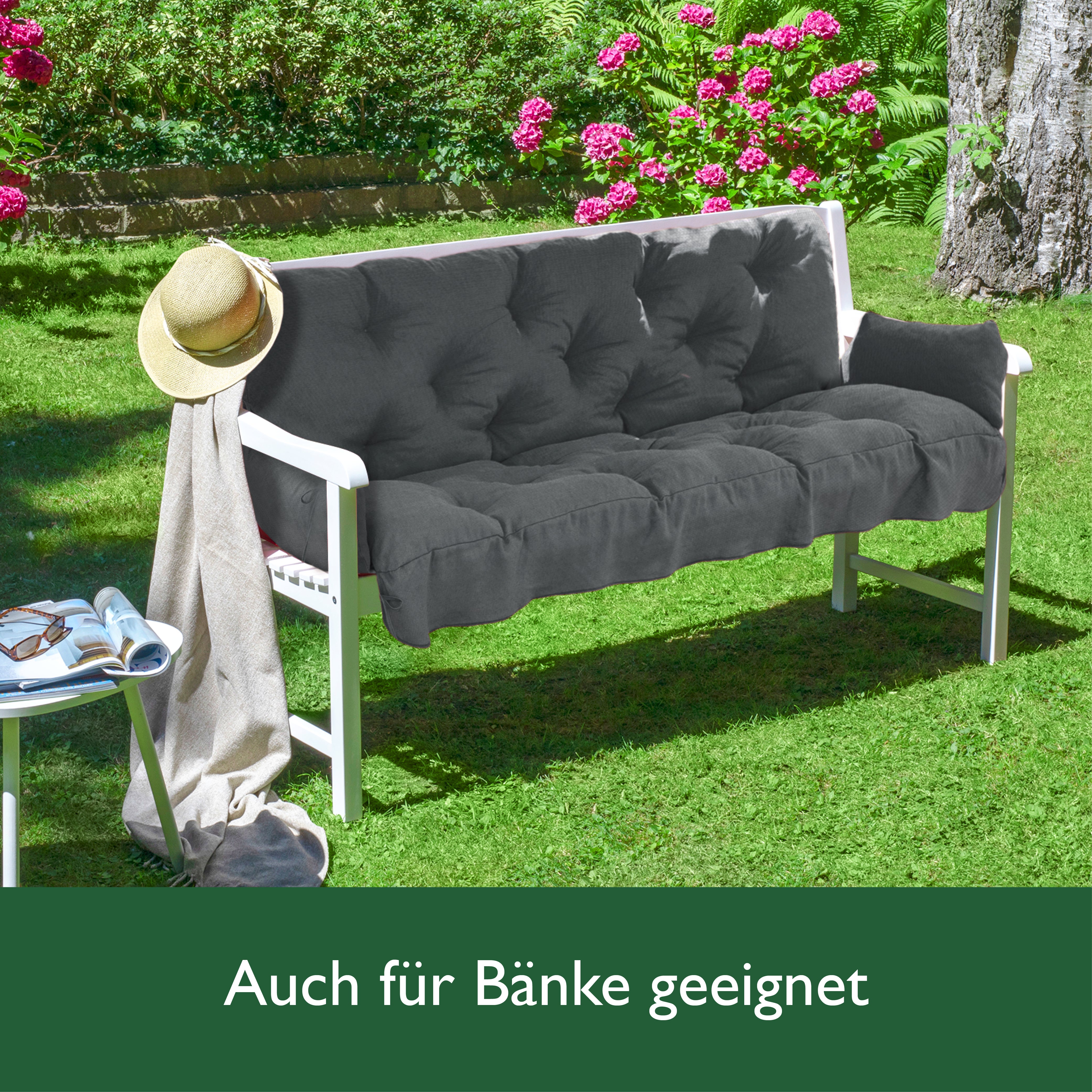 Beautissu Sitzkissen für Hollywoodschaukel mit 2 Seitenkissen 180×50×8