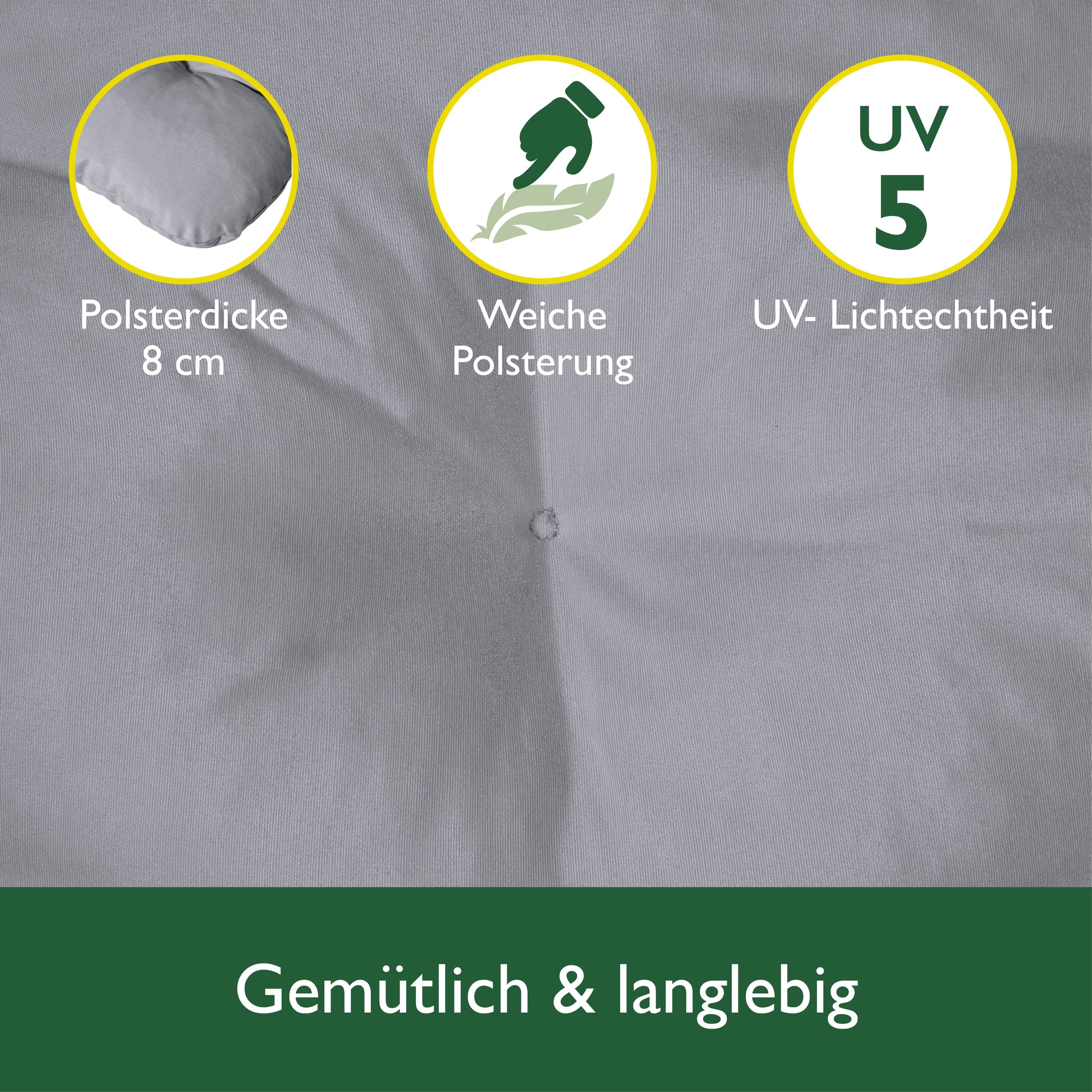 Beautissu Sitzkissen für Hollywoodschaukel mit 2 Seitenkissen 180×50×8