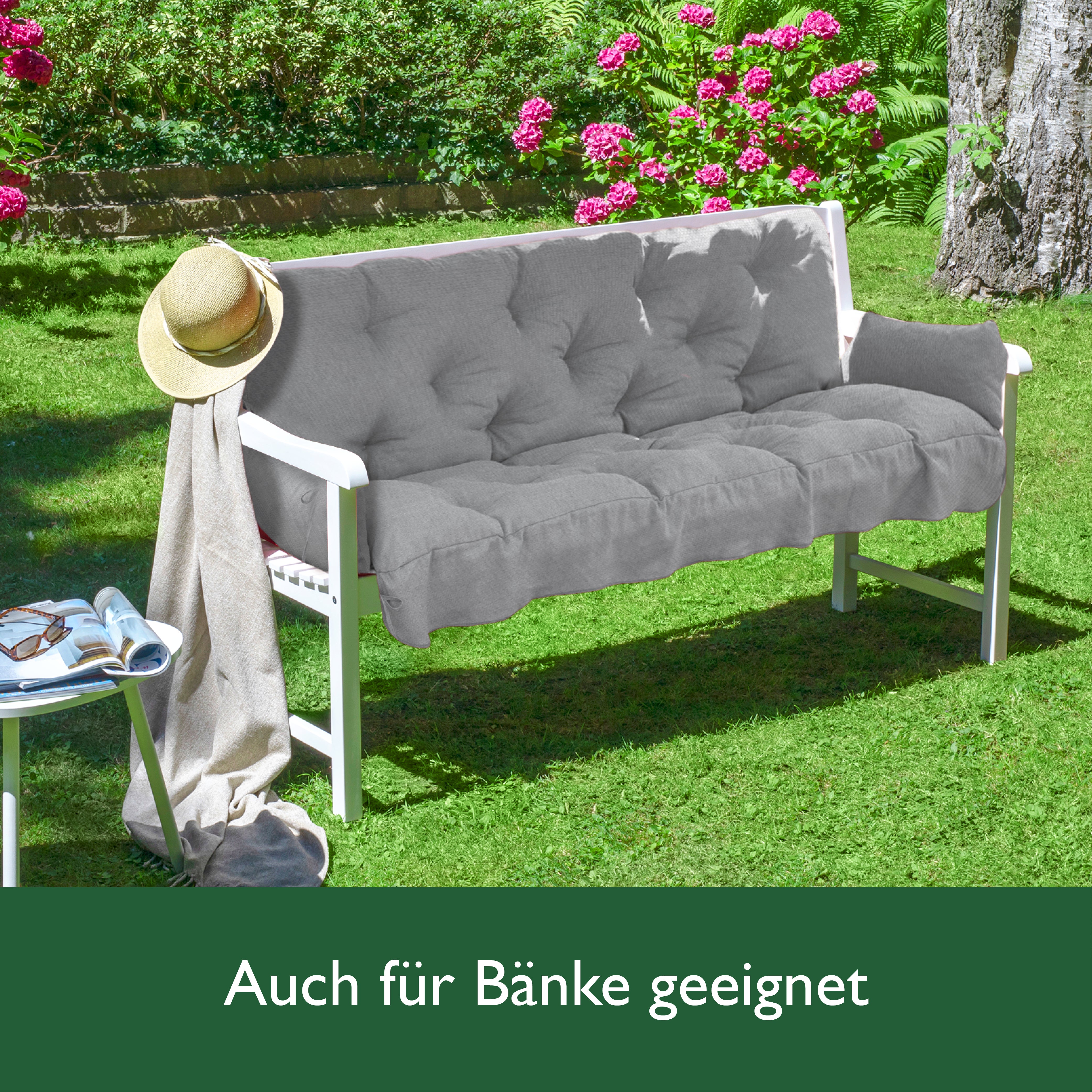 Beautissu Sitzkissen für Hollywoodschaukel mit 2 Seitenkissen 180×50×8