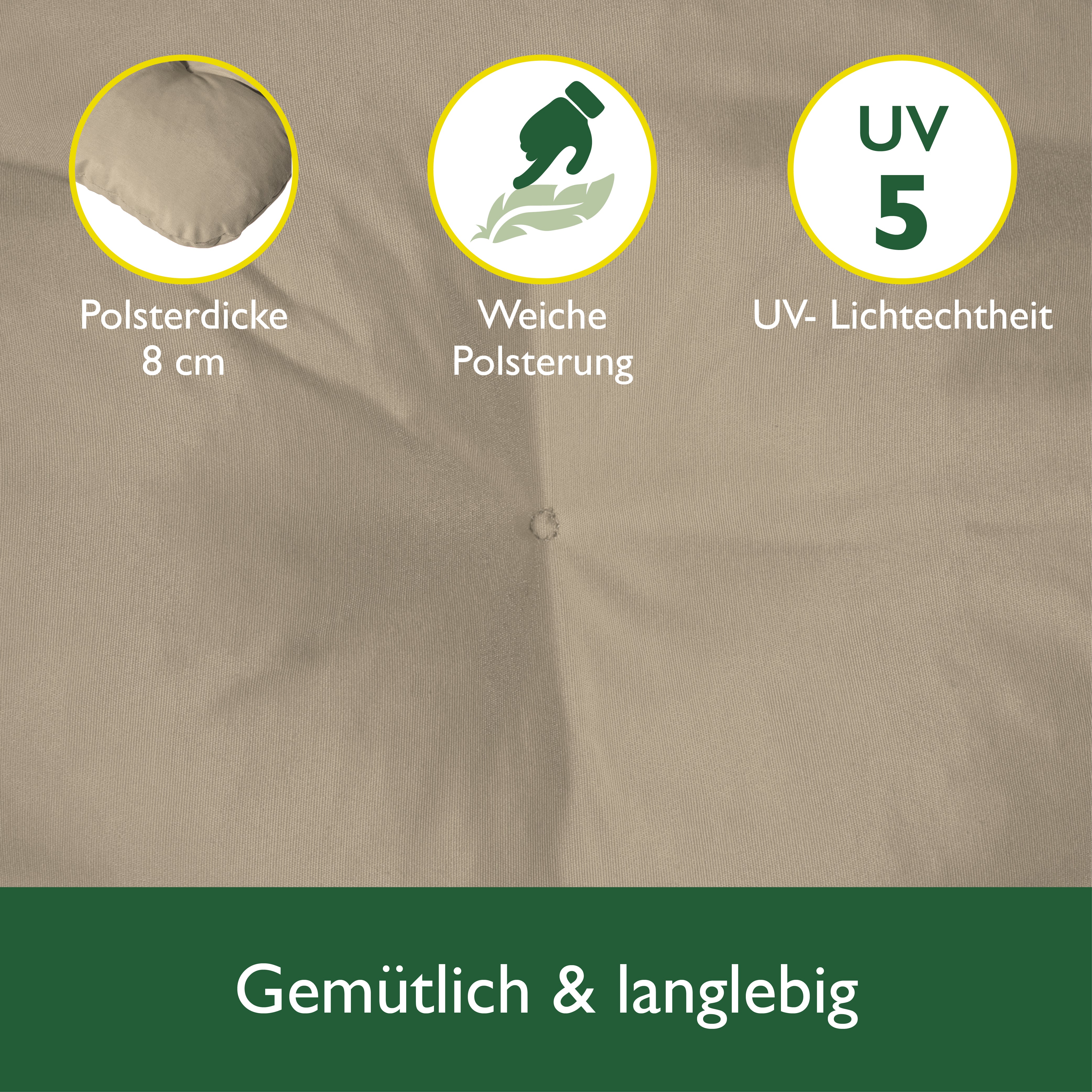 Beautissu Sitzkissen für Hollywoodschaukel mit 2 Seitenkissen 180×50×8