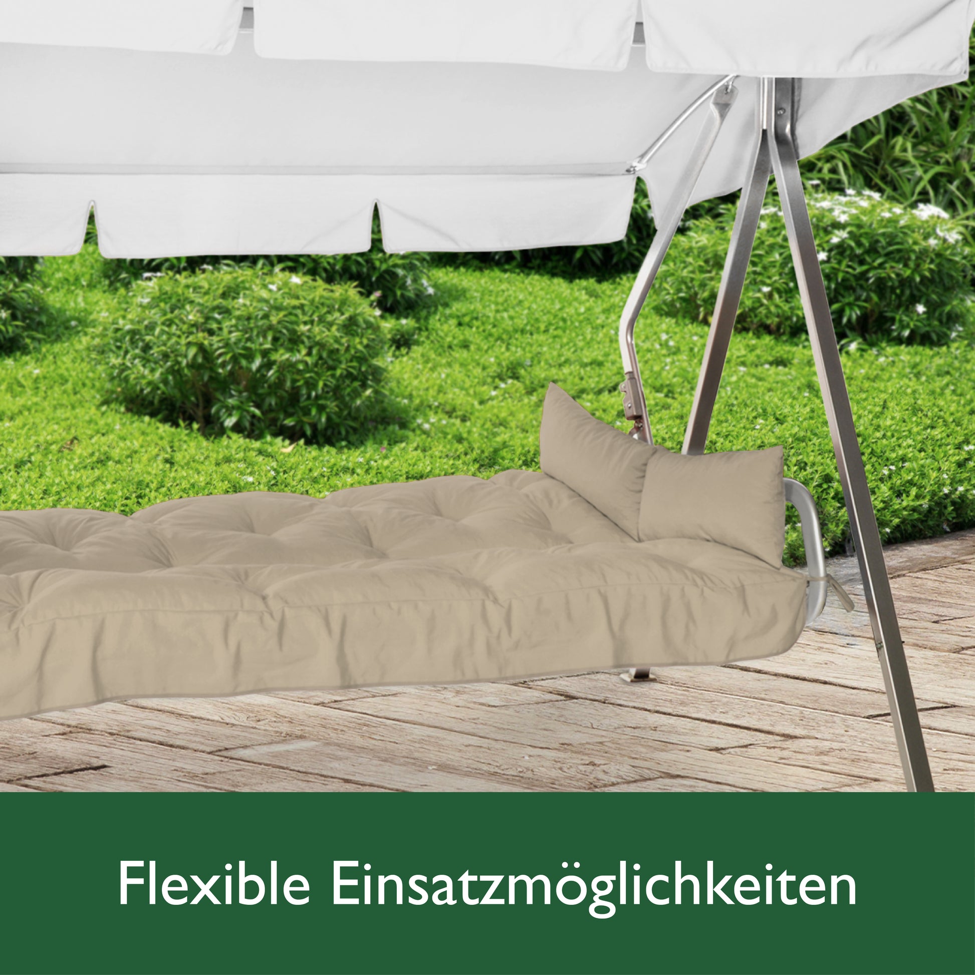 Beautissu Sitzkissen für Hollywoodschaukel mit 2 Seitenkissen 180×50×8