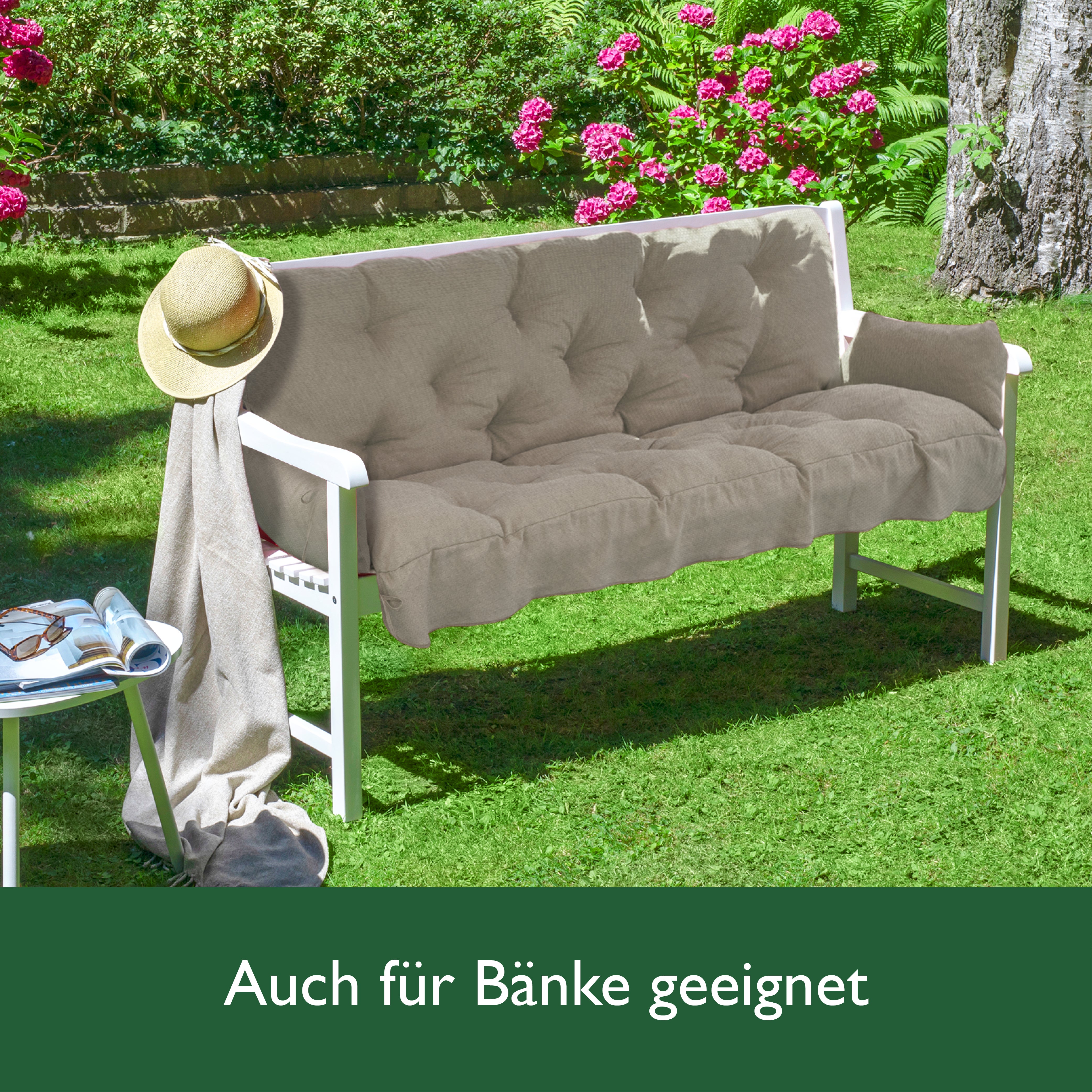 Beautissu Sitzkissen für Hollywoodschaukel mit 2 Seitenkissen 180×50×8