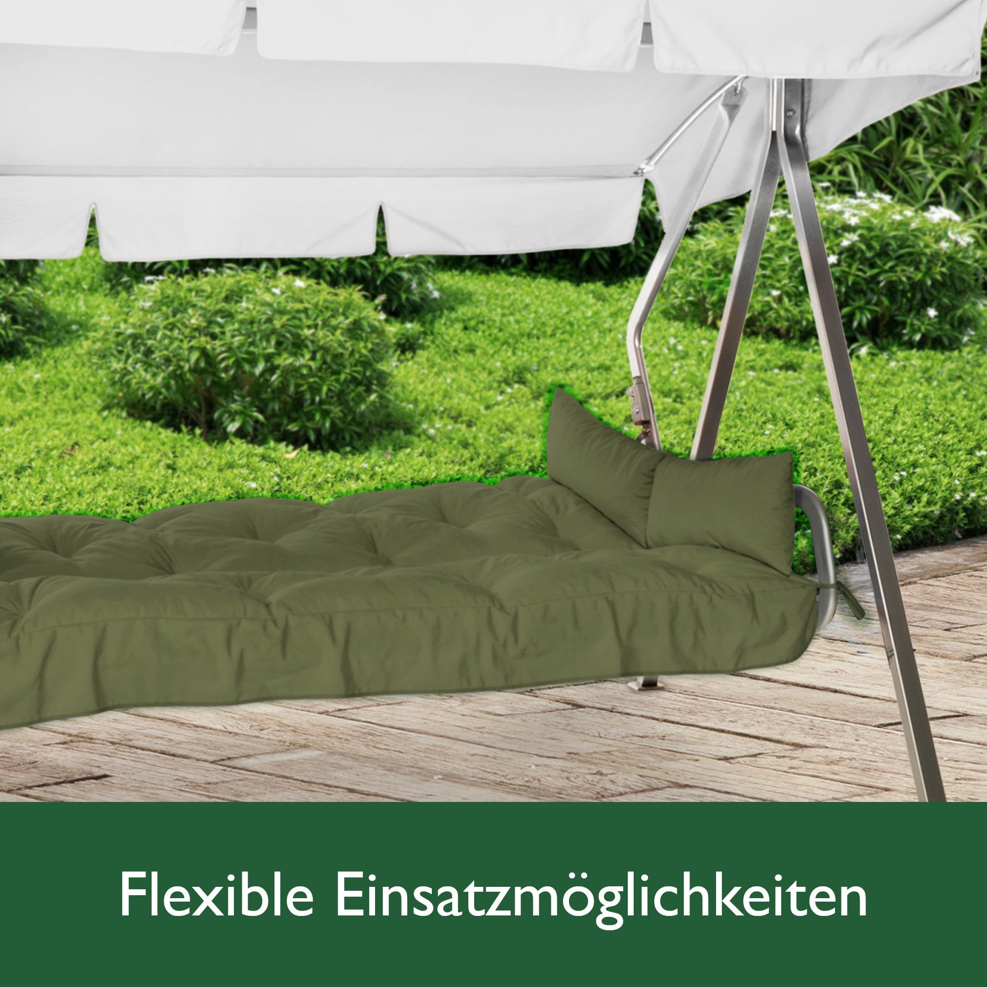 Beautissu Hollywoodschaukel Sitzkissen mit 8 cm Polsterung und 2 Seitenkissen für Gartenbank