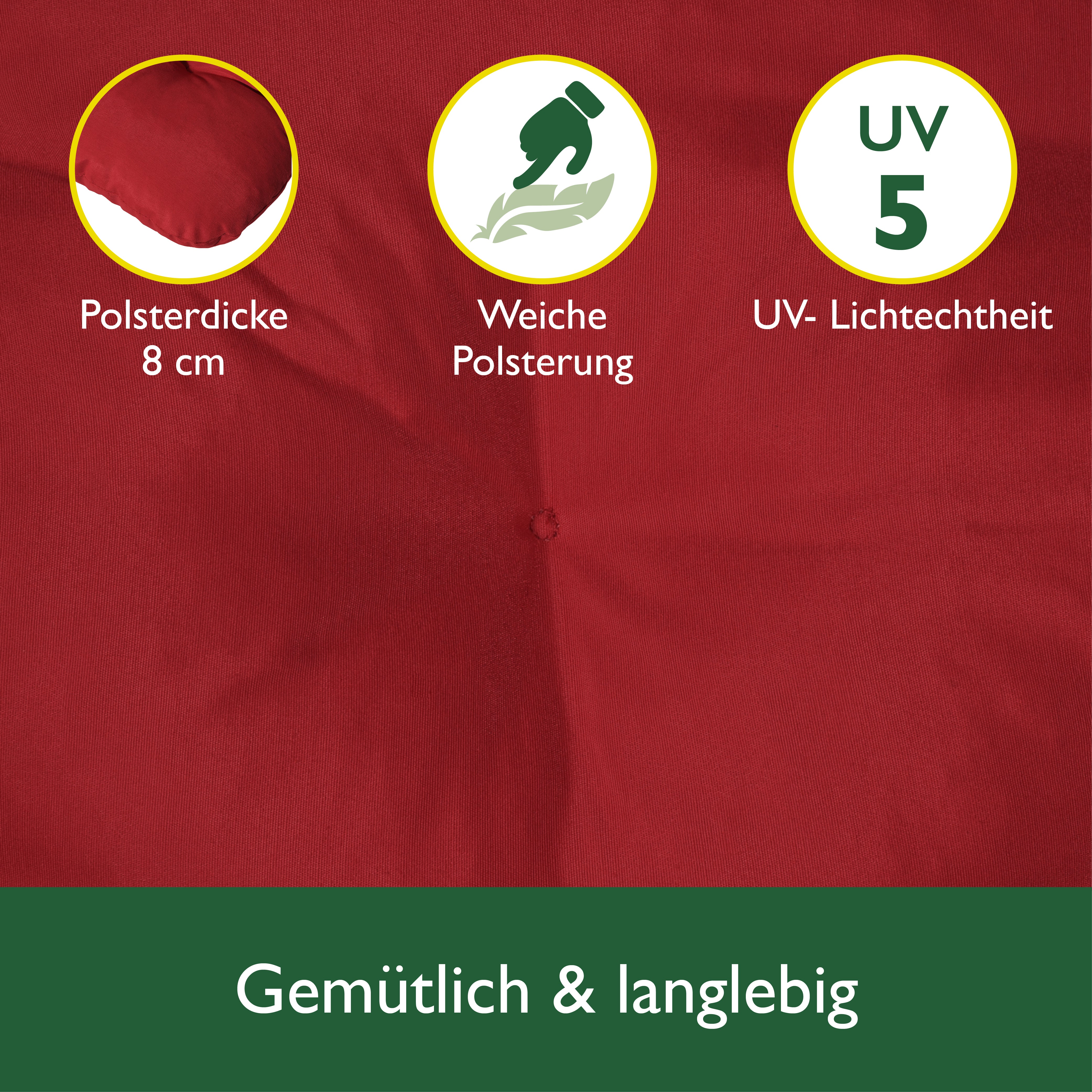 Beautissu Sitzkissen für Hollywoodschaukel mit 2 Seitenkissen 180×50×8