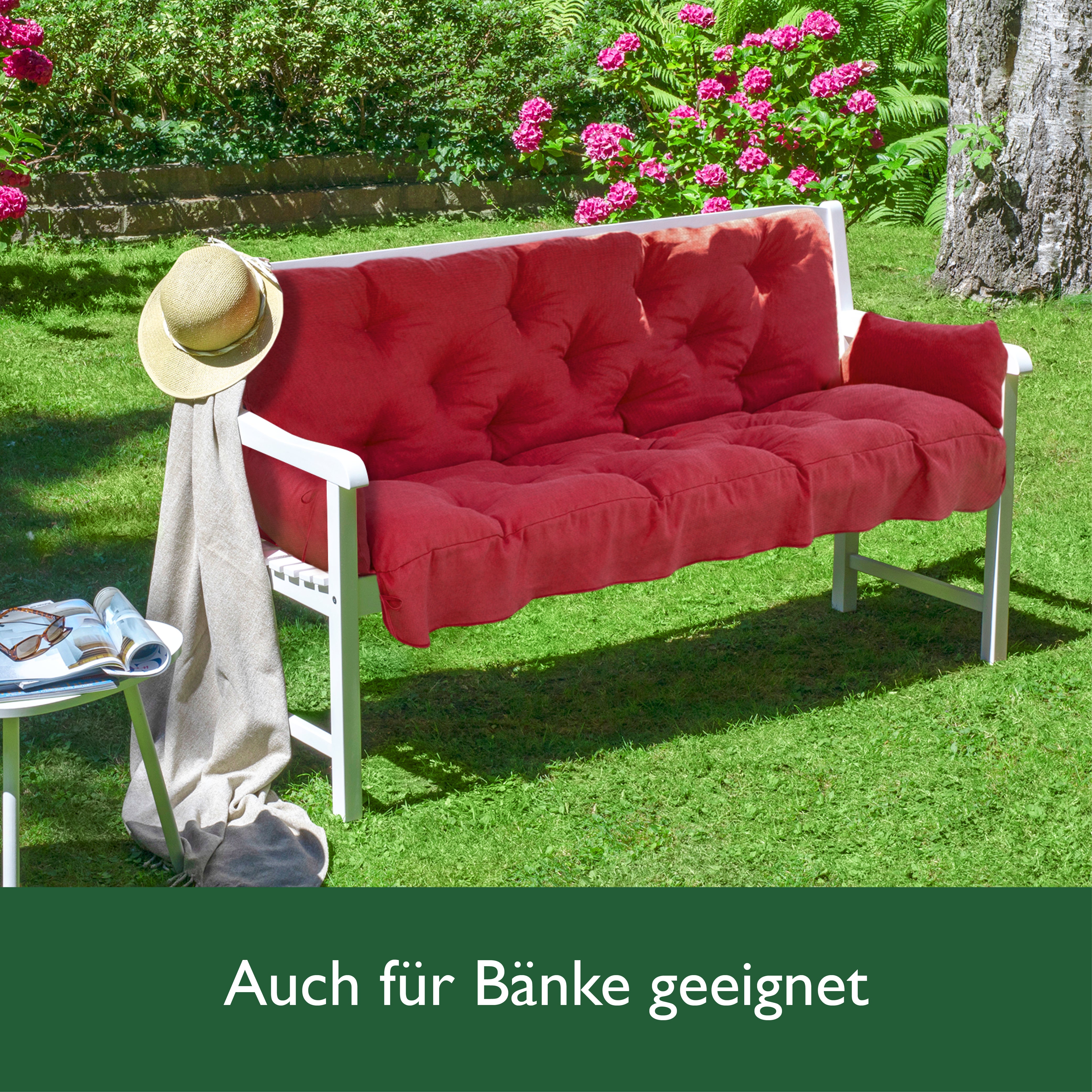 Beautissu Sitzkissen für Hollywoodschaukel mit 2 Seitenkissen 180×50×8