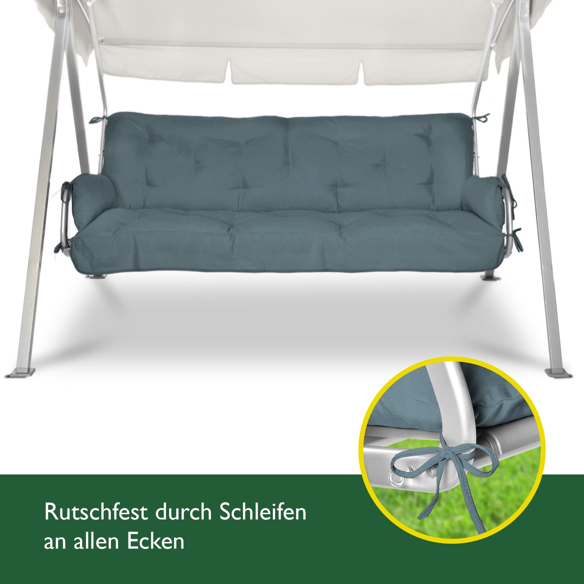 Beautissu Hollywoodschaukel Gartenauflage mit 8 cm Polsterung und 2 Seitenkissen, UV-beständig und OEKO-TEX zertifiziert