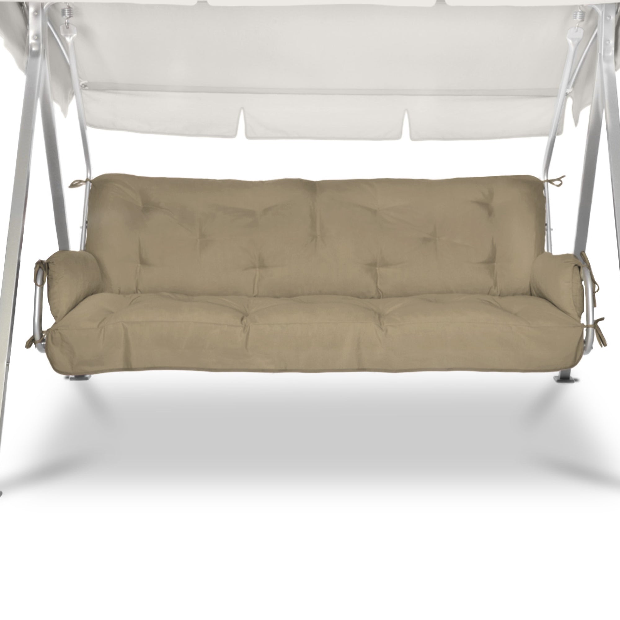 Beautissu Hollywoodschaukel Gartenauflage mit 8 cm Polsterung und 2 Seitenkissen in robustem, UV-beständigem Polyesterbezug