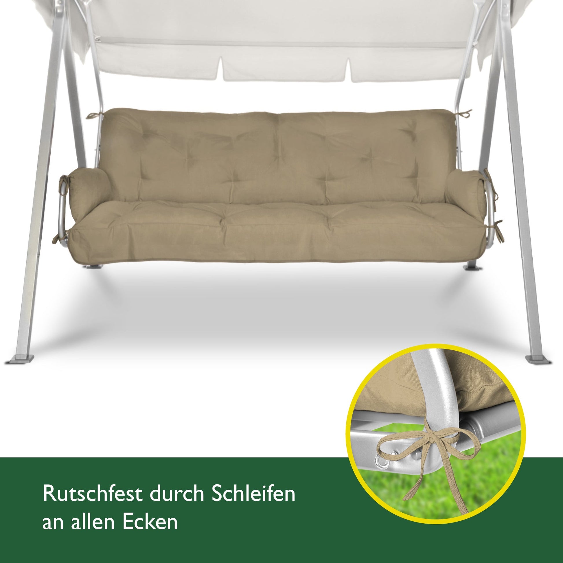 Beautissu Hollywoodschaukel Sitzkissen mit 8 cm Polsterung und UV-beständigem Polyesterbezug