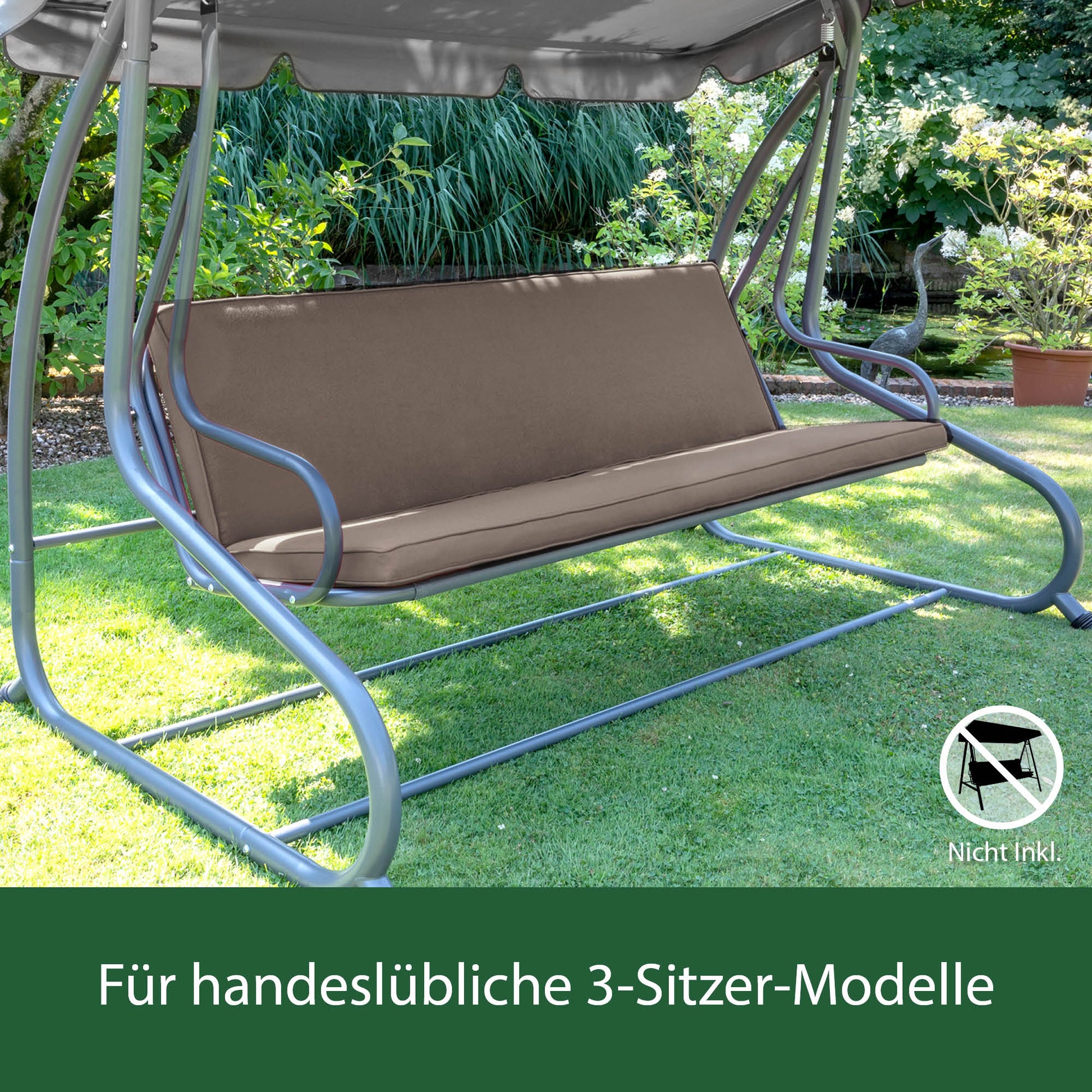 Beautissu Sitzkissen Set für Hollywoodschaukel, 2er Set, UV-beständig, 180×50×6 cm, abnehmbarer Bezug, Outdoor Polsterauflage