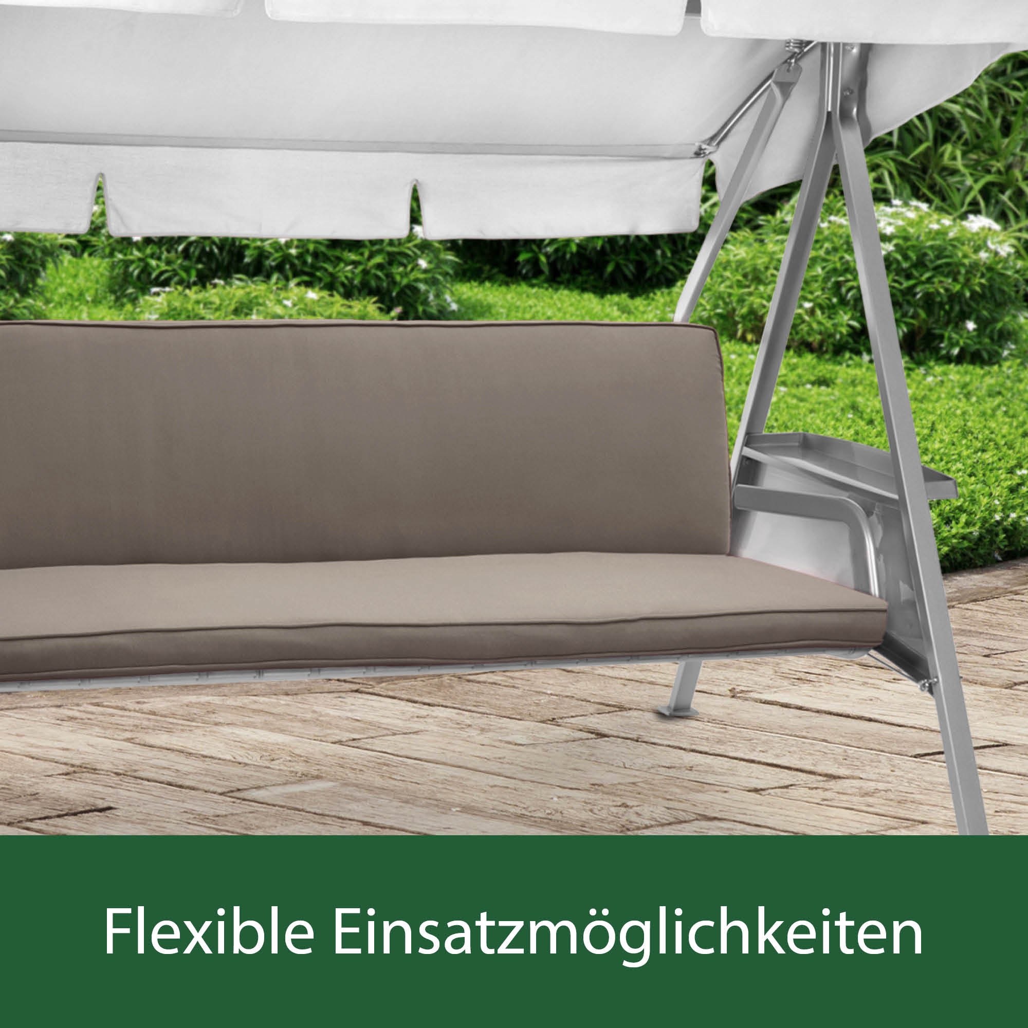 Beautissu Sitzkissen Set für Hollywoodschaukel 180x50x6 cm, UV-beständig, abnehmbarer Bezug, Outdoor-Polsterauflage
