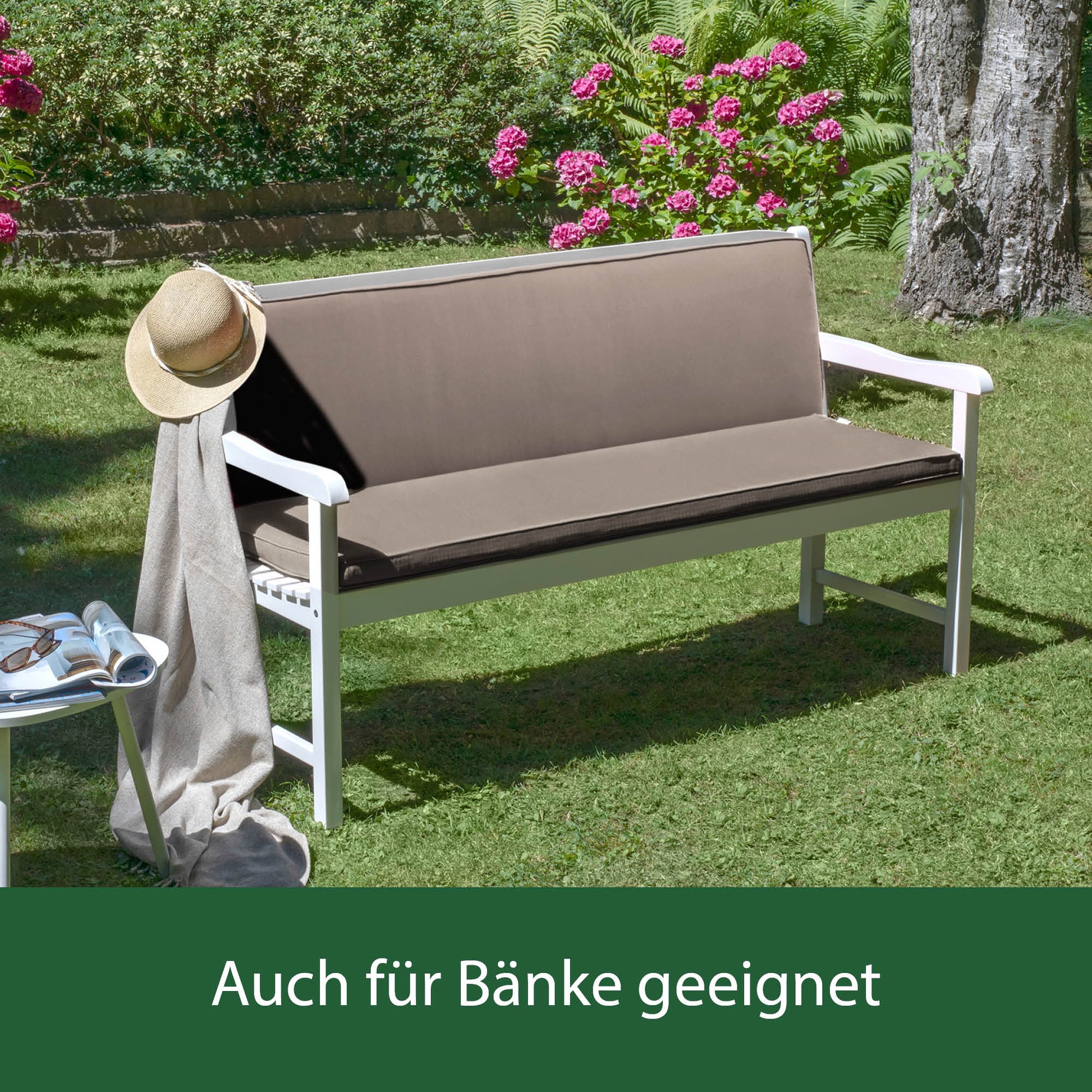Beautissu Sitzkissen 2er Set für Hollywoodschaukel mit UV-beständigem Polyesterbezug und formstabiler Polyurethanpolsterung
