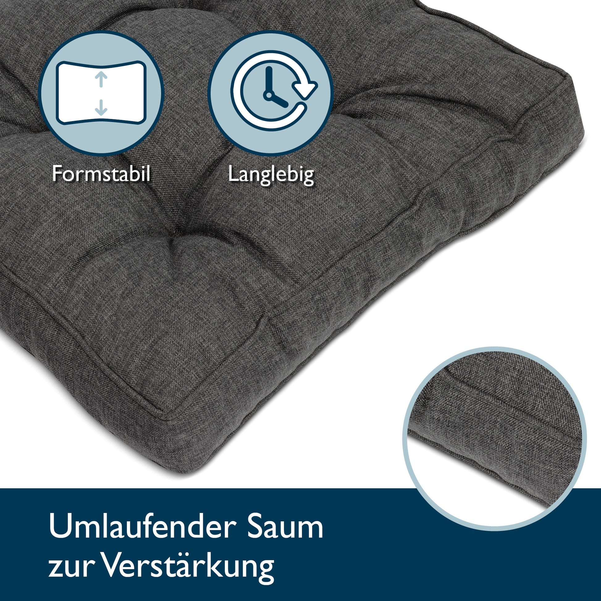 Beautissu Outdoor Lounge Rückenkissen & Sitzkissen 10/12 cm dick Anthr